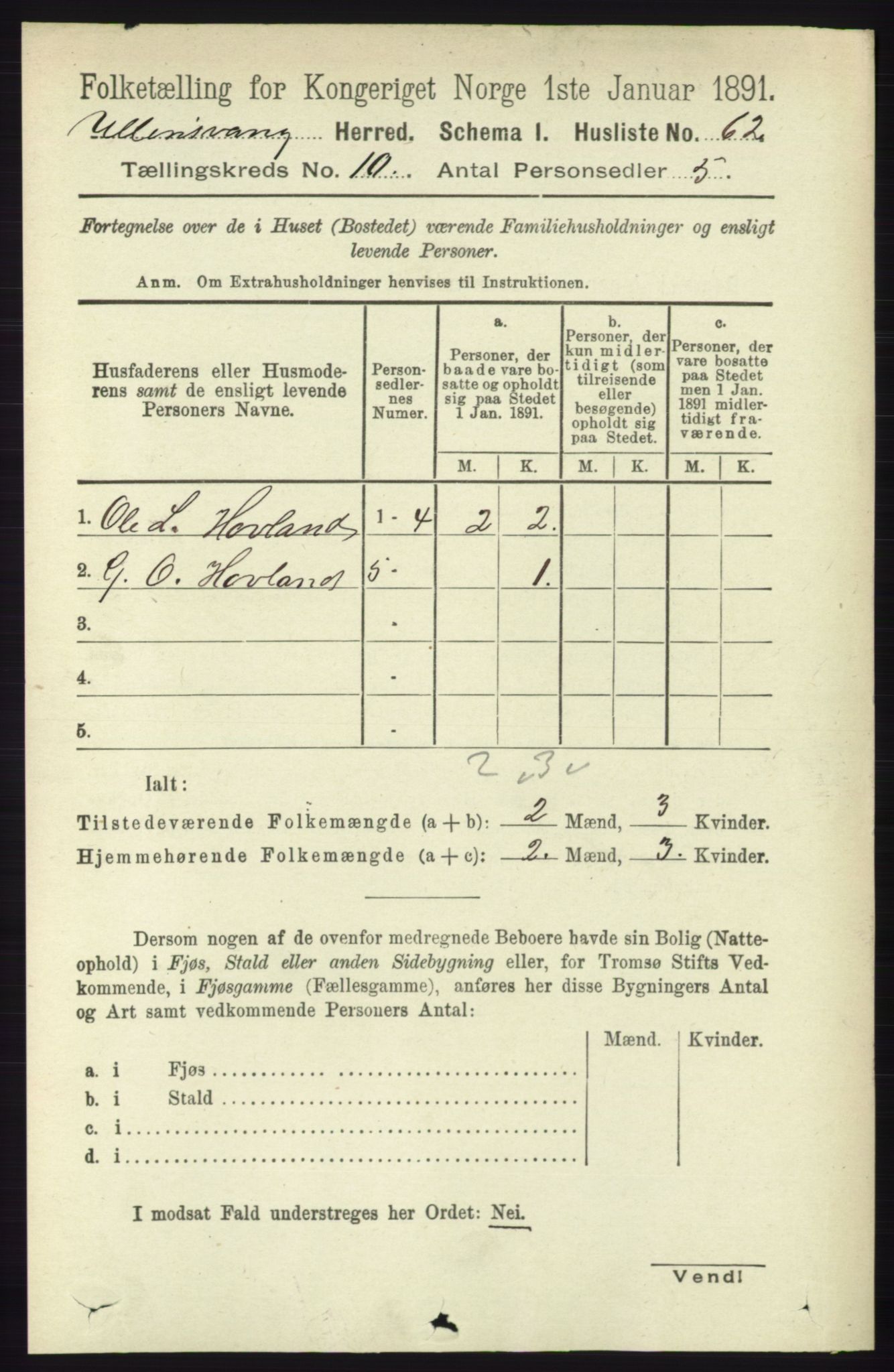 RA, 1891 census for 1230 Ullensvang, 1891, p. 3743