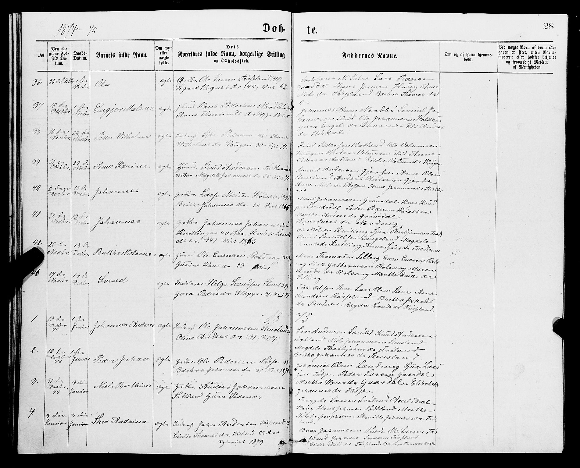 Samnanger Sokneprestembete, AV/SAB-A-77501/H/Hab: Parish register (copy) no. A 1, 1869-1878, p. 28