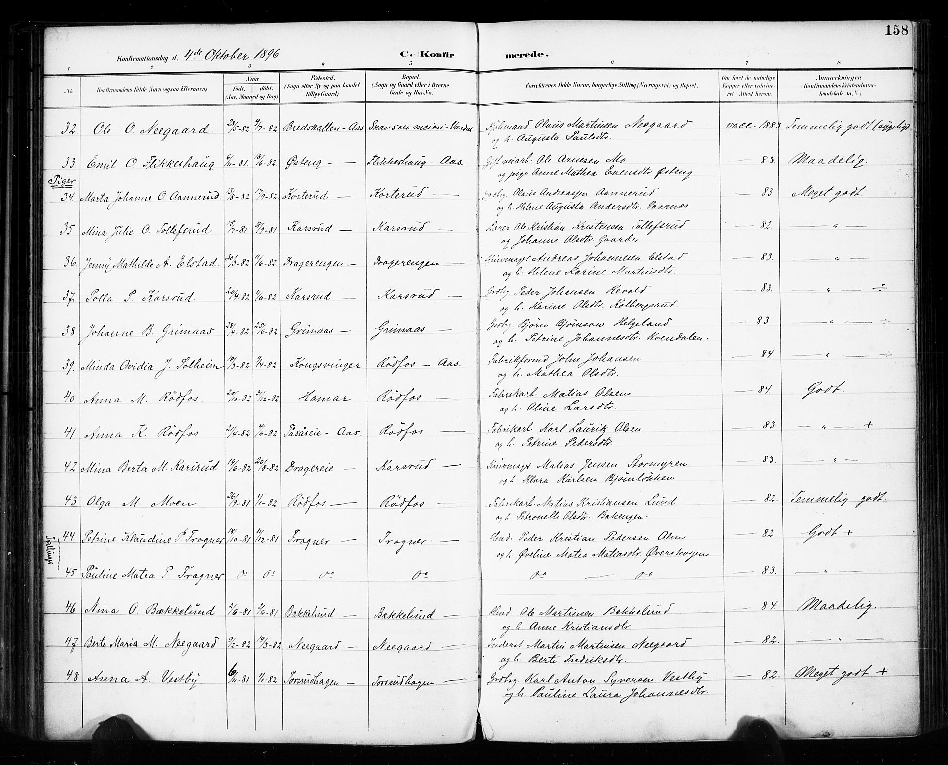 Vestre Toten prestekontor, AV/SAH-PREST-108/H/Ha/Haa/L0011: Parish register (official) no. 11, 1895-1906, p. 158