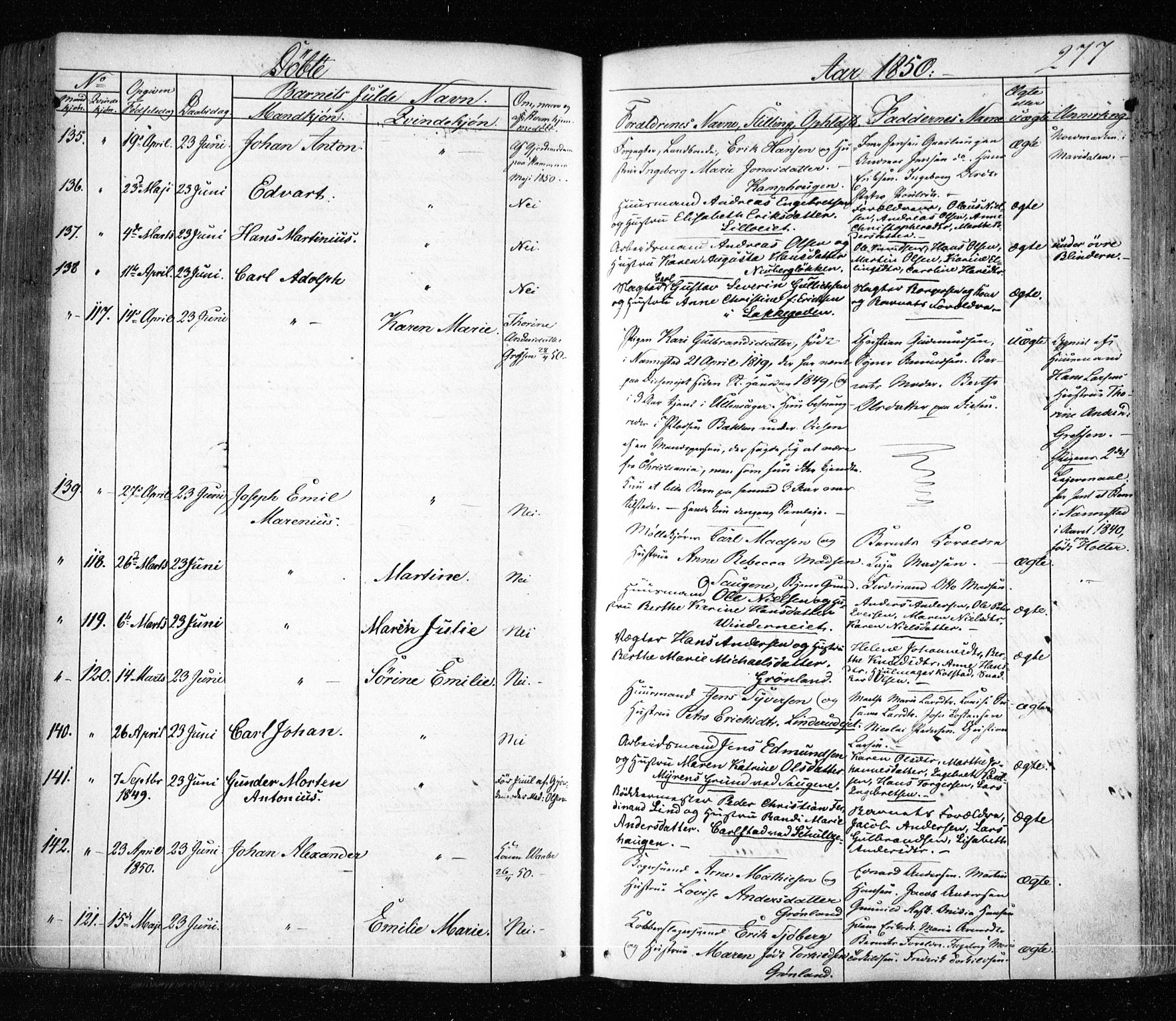 Aker prestekontor kirkebøker, SAO/A-10861/F/L0019: Parish register (official) no. 19, 1842-1852, p. 277