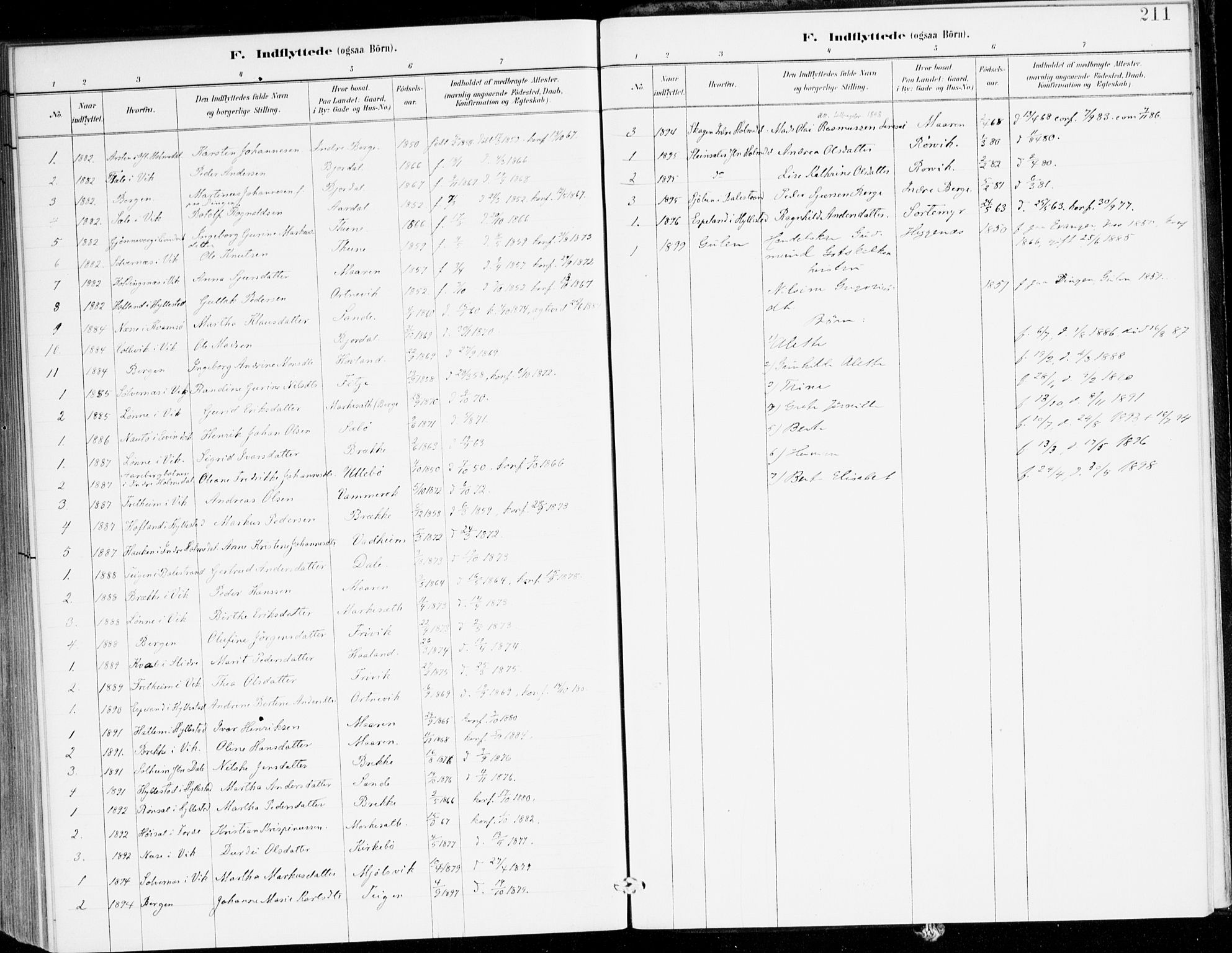 Lavik sokneprestembete, AV/SAB-A-80901: Parish register (official) no. C 1, 1882-1904, p. 211