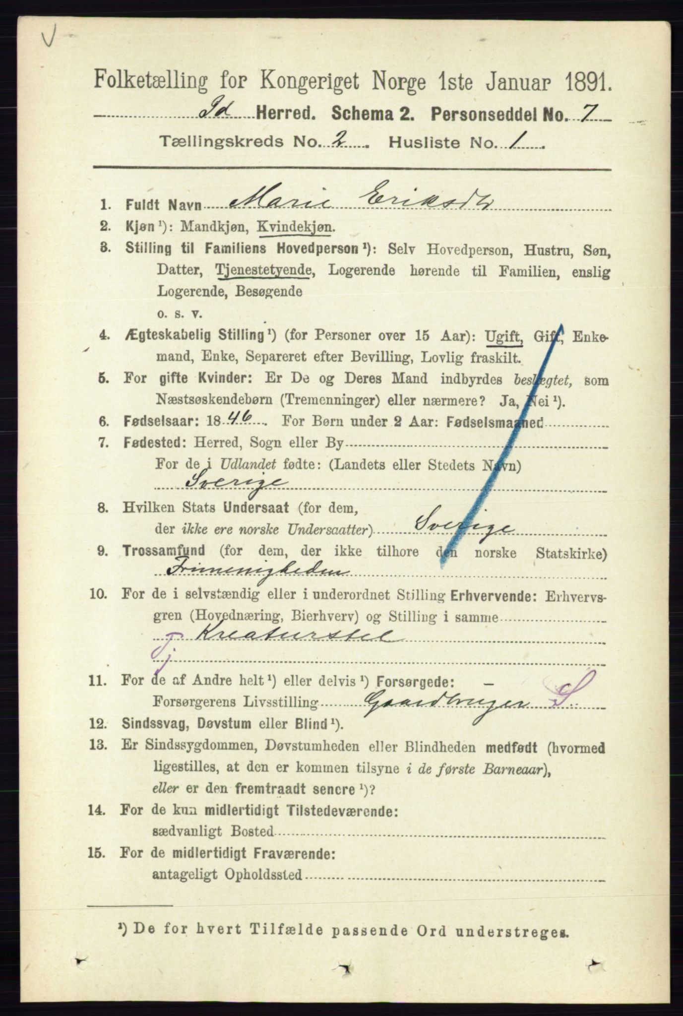 RA, 1891 census for 0117 Idd, 1891, p. 1186