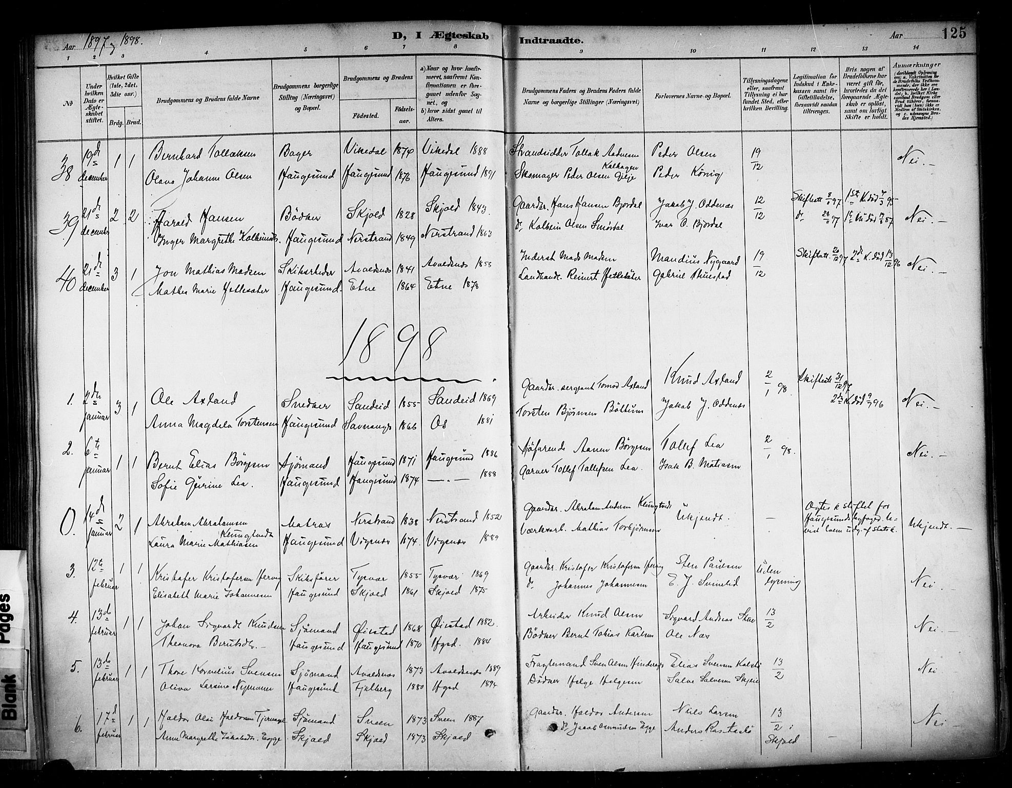 Haugesund sokneprestkontor, SAST/A -101863/H/Ha/Haa/L0005: Parish register (official) no. A 5, 1891-1903, p. 125