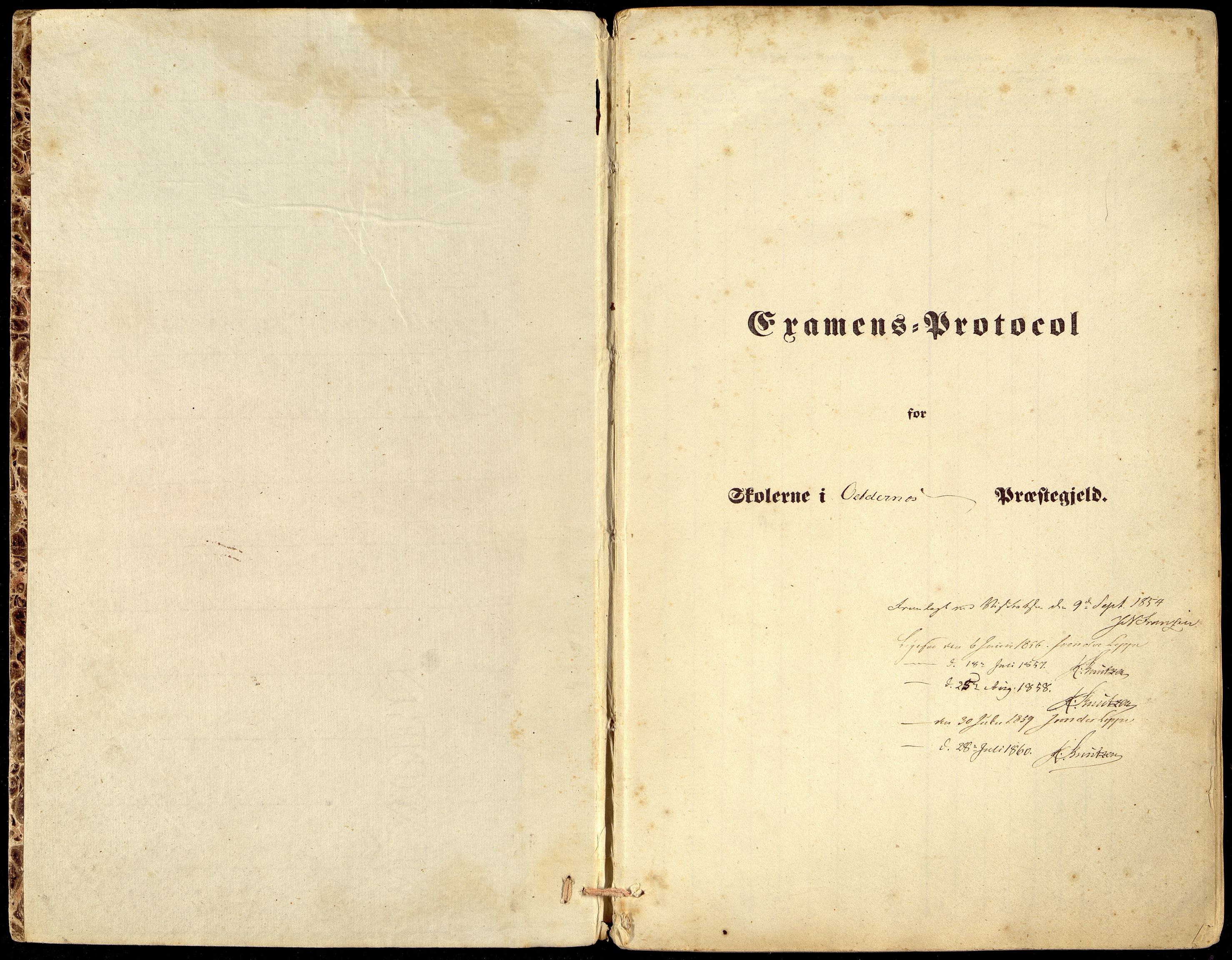Oddernes kommune - Skolestyret, ARKSOR/1001OD510/G/Gb/L0002: Eksamensprotokoll, 1851-1861