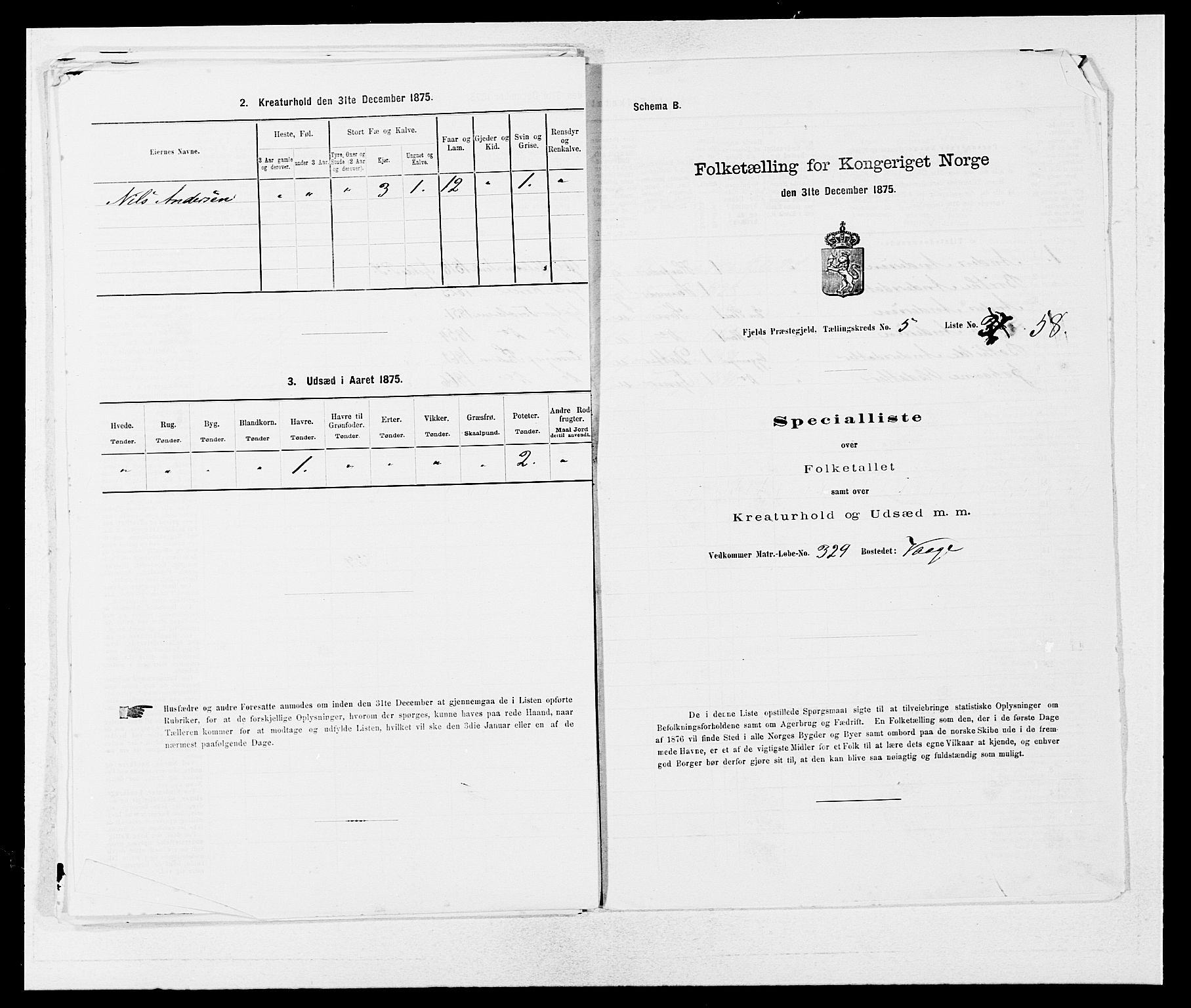 SAB, 1875 census for 1246P Fjell, 1875, p. 720