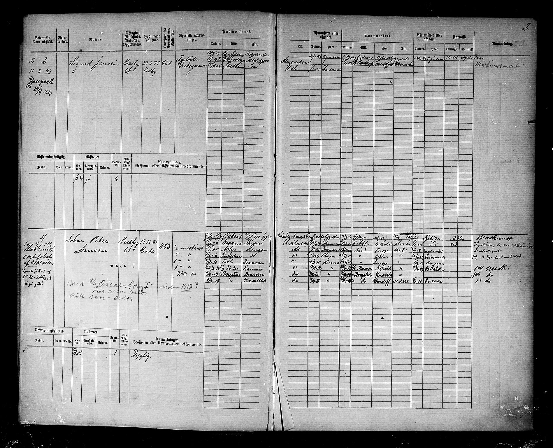 Son mønstringskontor, AV/SAO-A-10569e/F/Fc/Fcd/L0002: Hoved- og annotasjonsrulle for skippere og fyrbøtere, 1891-1911, p. 6