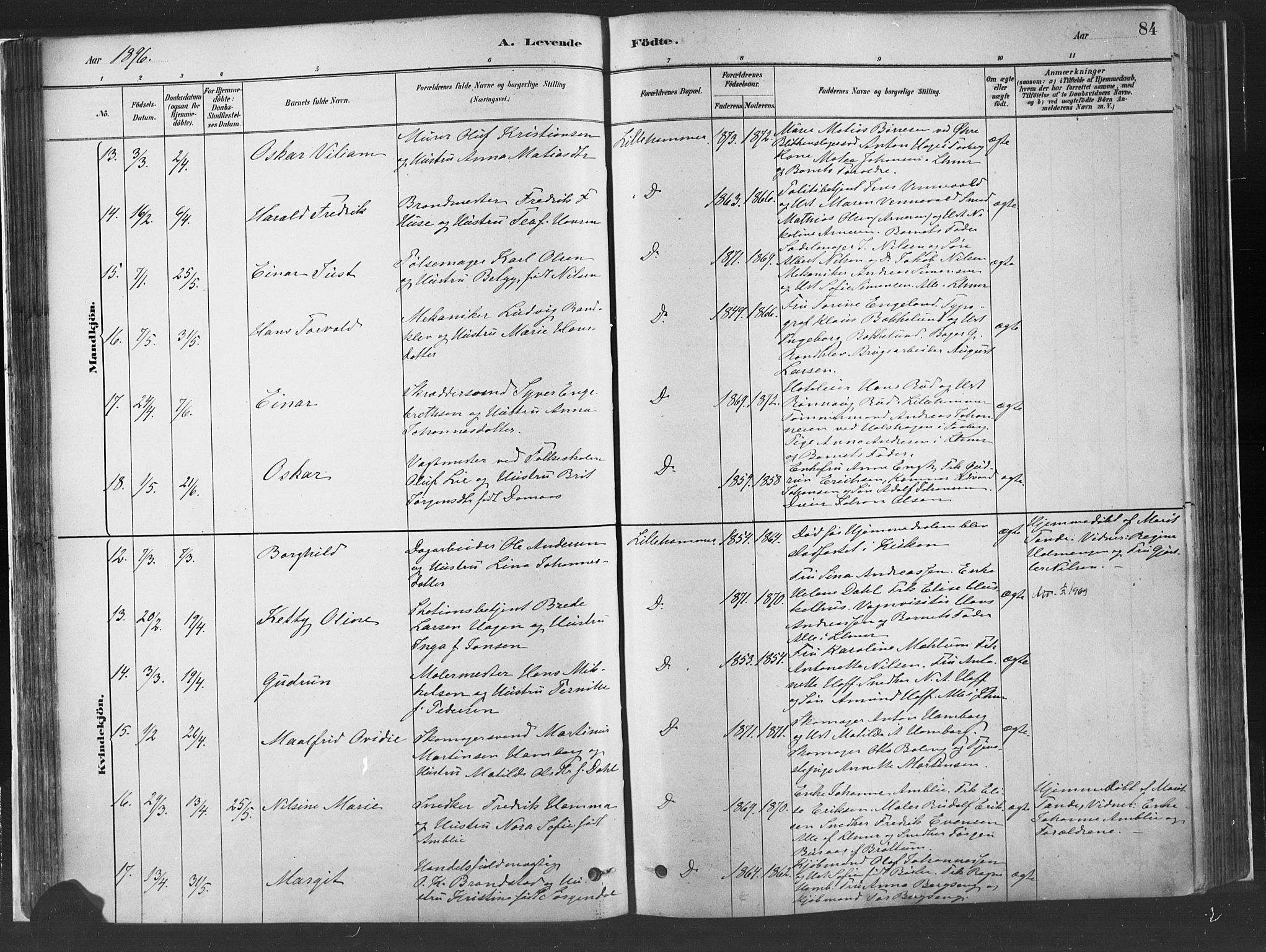 Fåberg prestekontor, AV/SAH-PREST-086/H/Ha/Haa/L0010: Parish register (official) no. 10, 1879-1900, p. 84