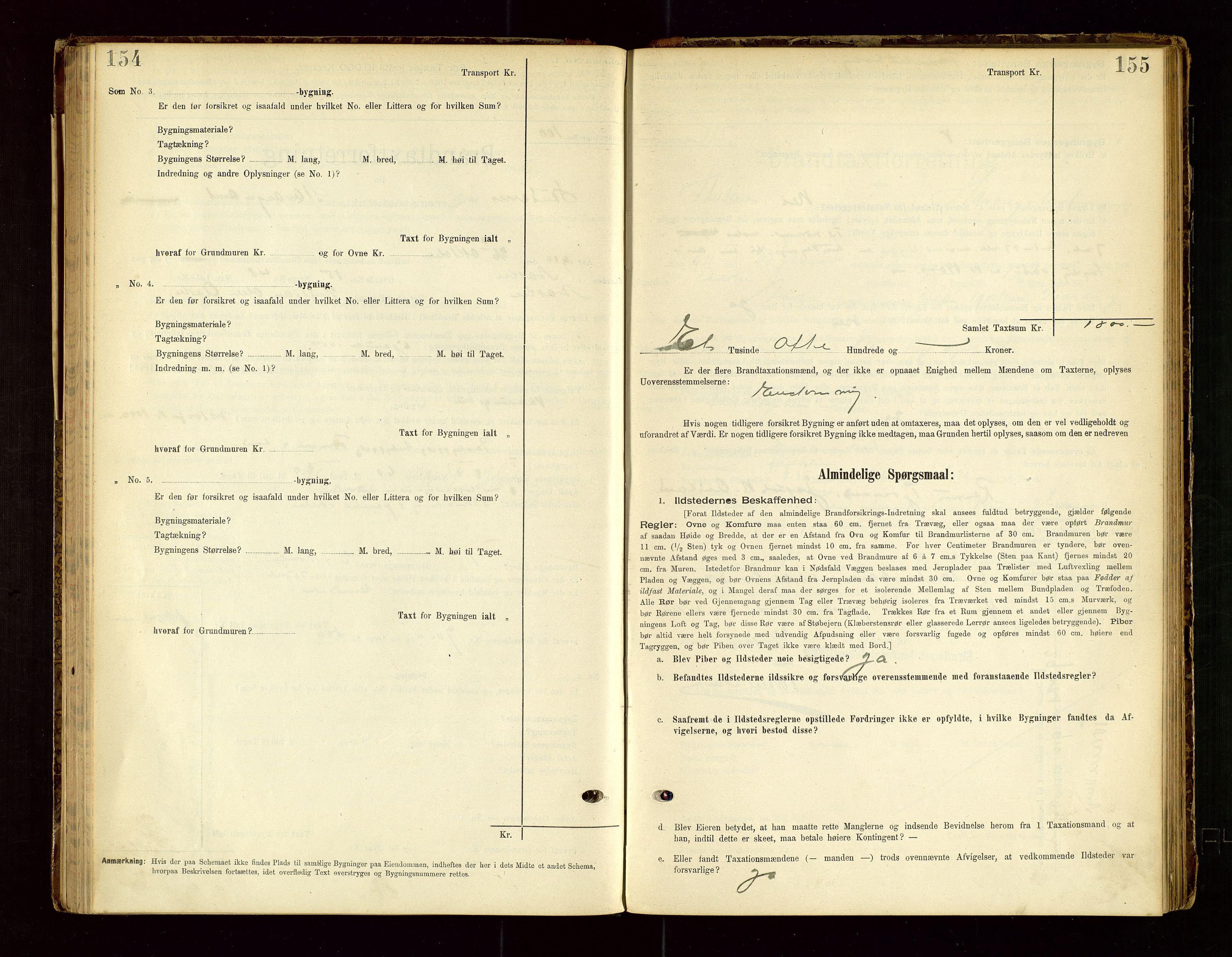 Skudenes lensmannskontor, SAST/A-100444/Gob/L0001: "Brandtaxationsprotokoll", 1895-1924, p. 154-155