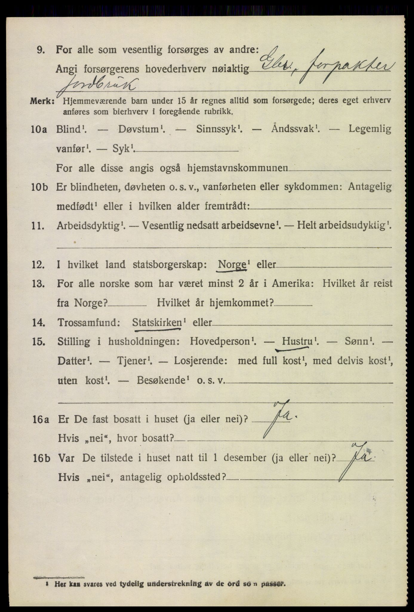 SAH, 1920 census for Vinger, 1920, p. 10027