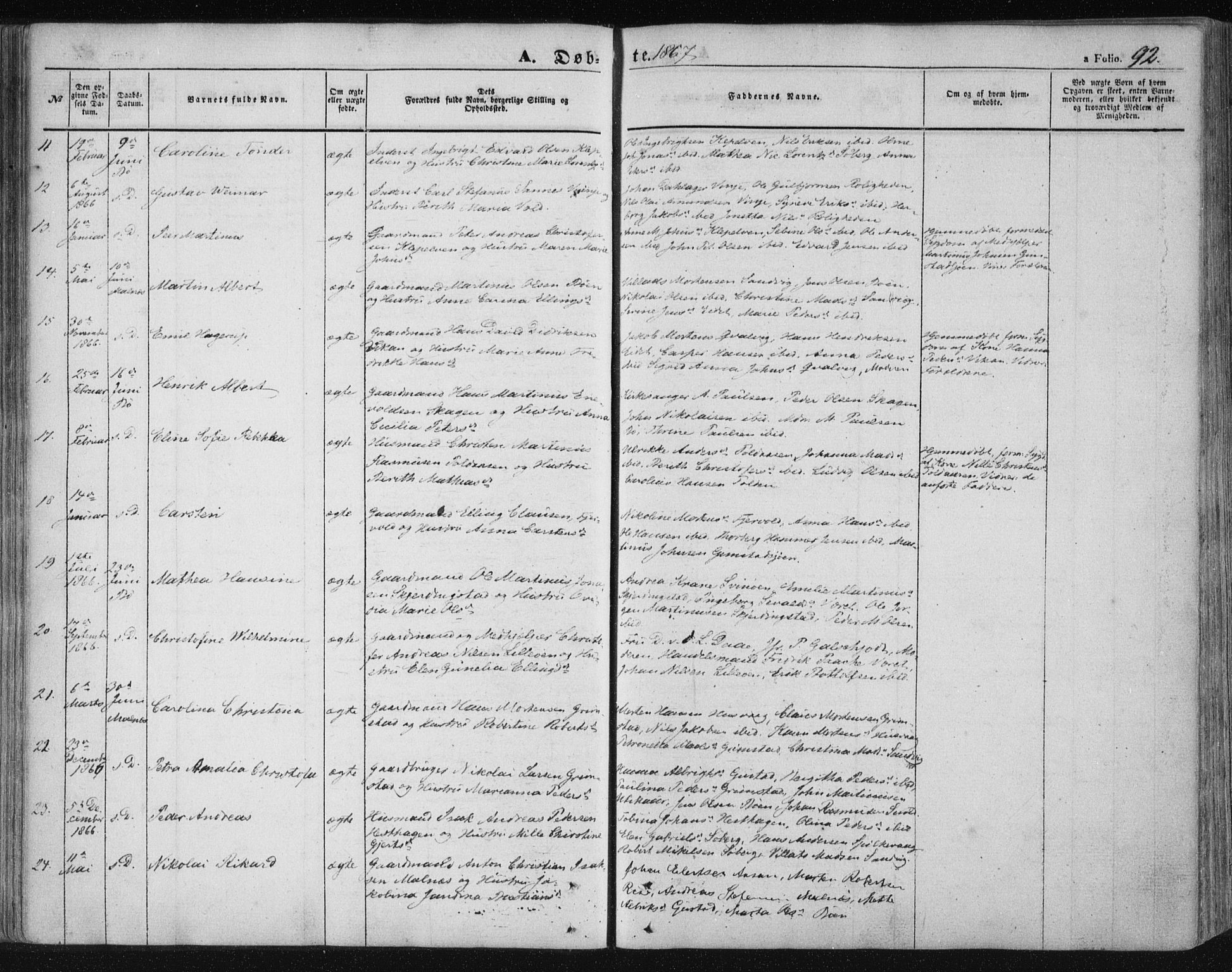 Ministerialprotokoller, klokkerbøker og fødselsregistre - Nordland, AV/SAT-A-1459/891/L1300: Parish register (official) no. 891A05, 1856-1870, p. 92