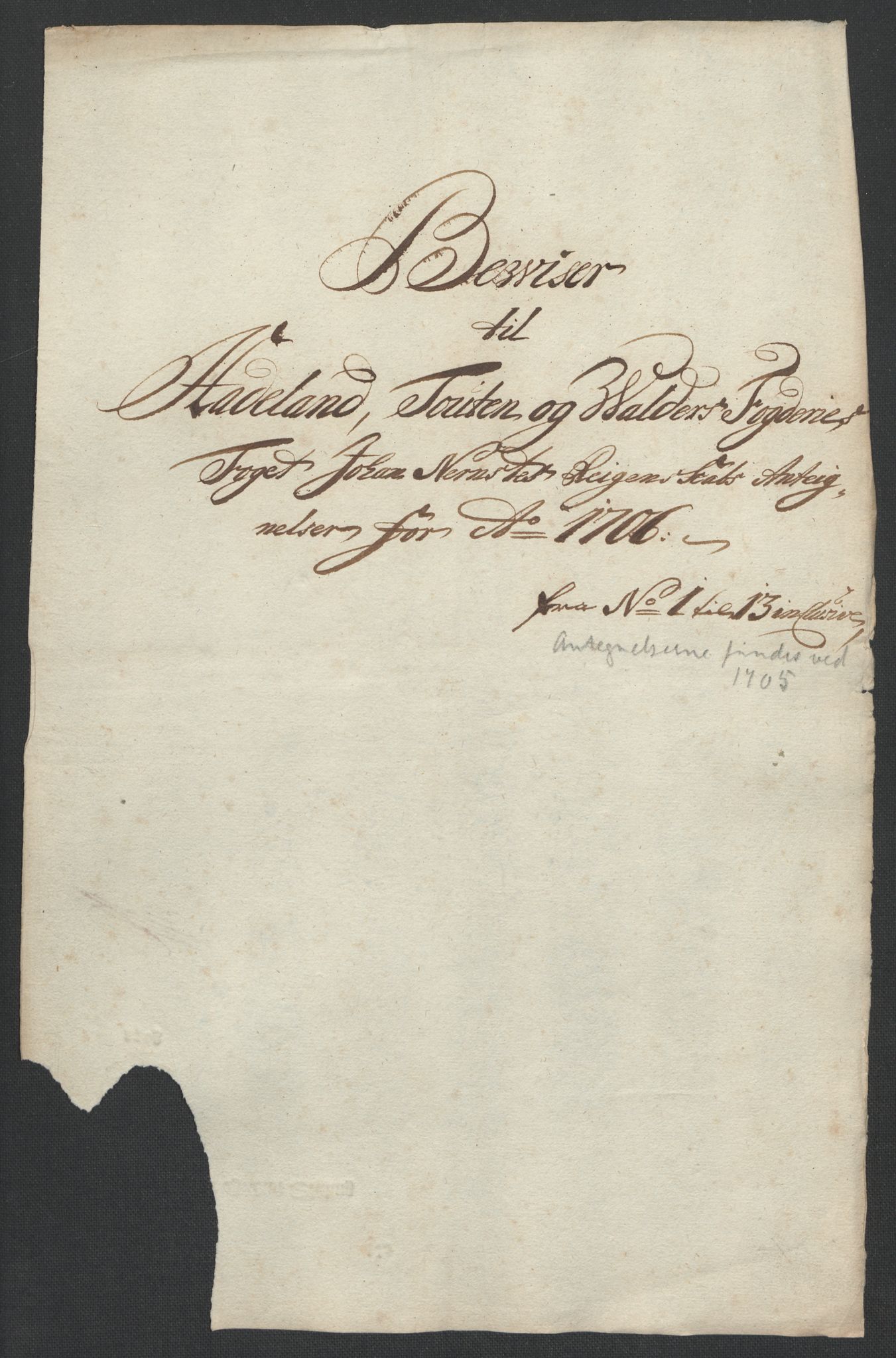 Rentekammeret inntil 1814, Reviderte regnskaper, Fogderegnskap, AV/RA-EA-4092/R18/L1304: Fogderegnskap Hadeland, Toten og Valdres, 1706, p. 497