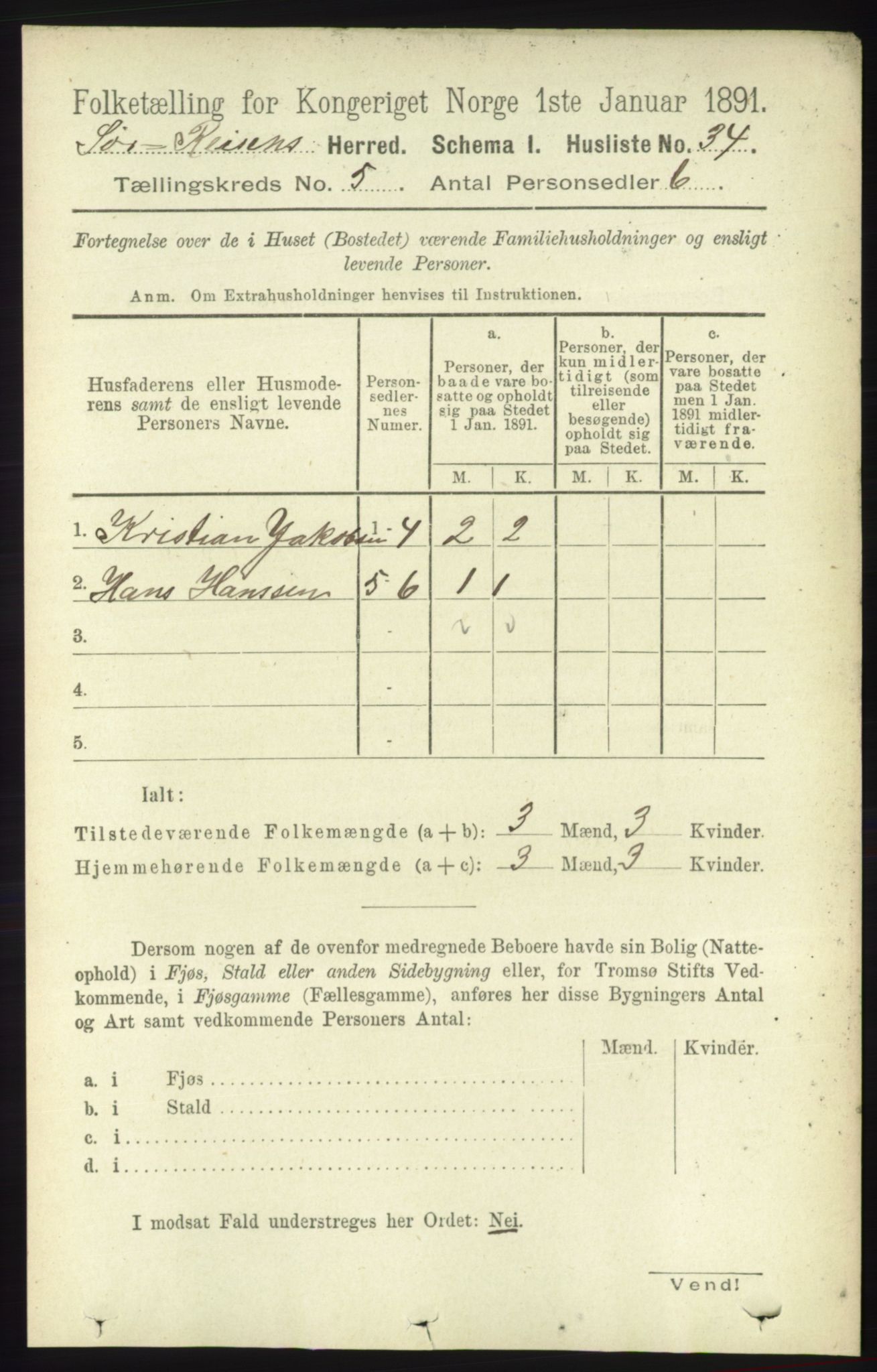 RA, 1891 census for 1925 Sørreisa, 1891, p. 1542