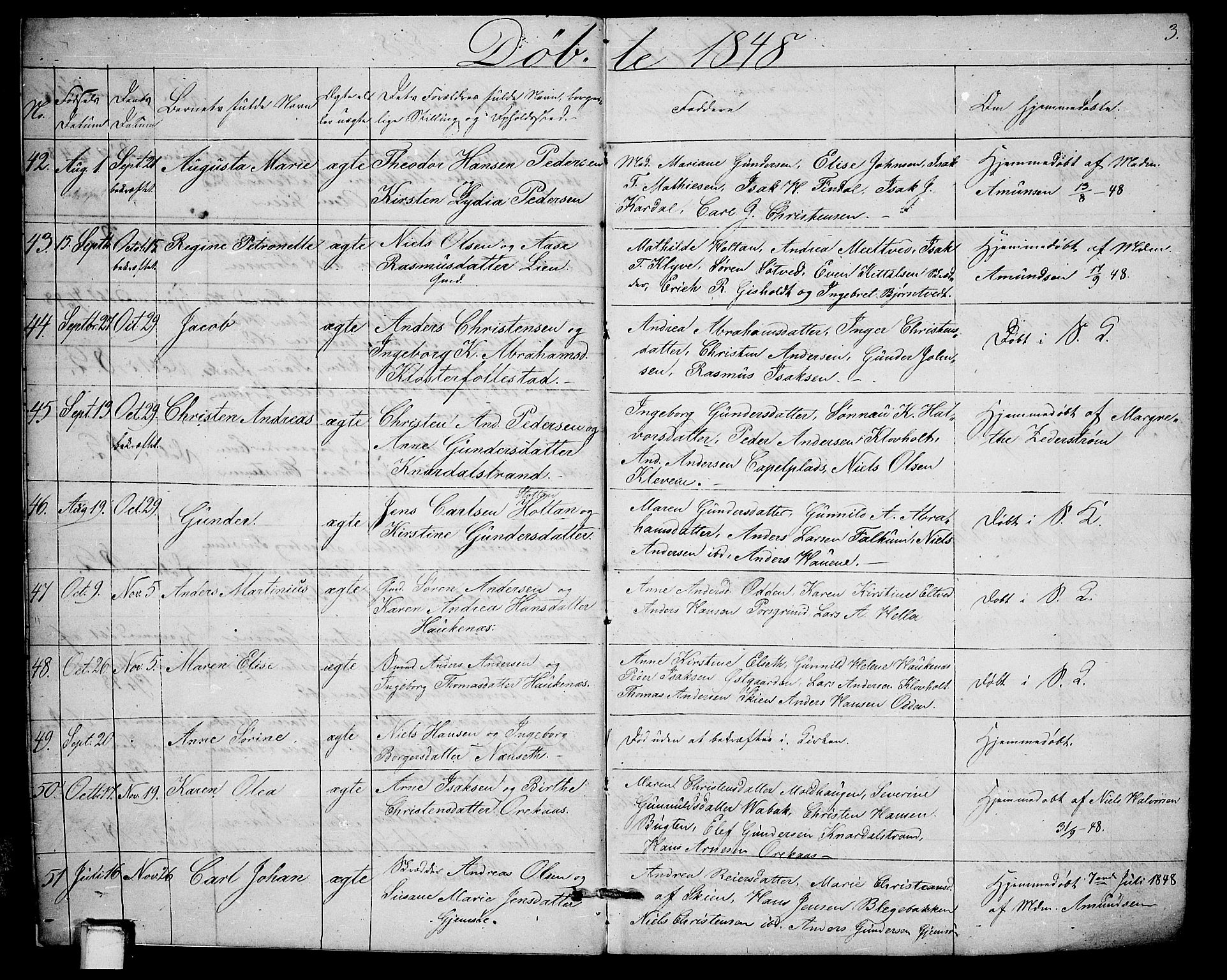 Solum kirkebøker, SAKO/A-306/G/Ga/L0003: Parish register (copy) no. I 3, 1848-1859, p. 3