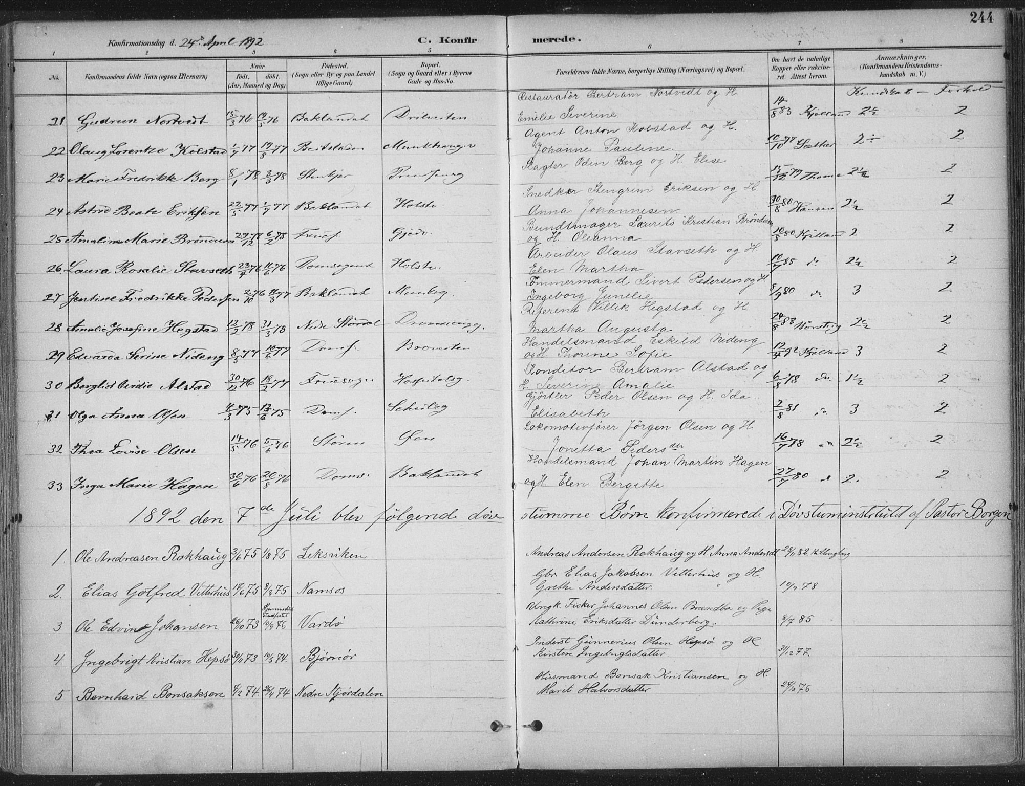 Ministerialprotokoller, klokkerbøker og fødselsregistre - Sør-Trøndelag, AV/SAT-A-1456/601/L0062: Parish register (official) no. 601A30, 1891-1911, p. 244