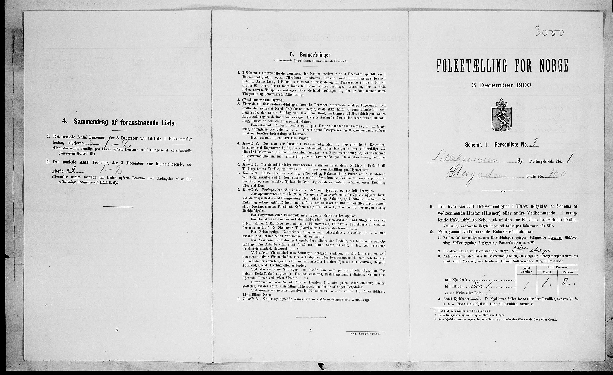 SAH, 1900 census for Lillehammer, 1900, p. 613