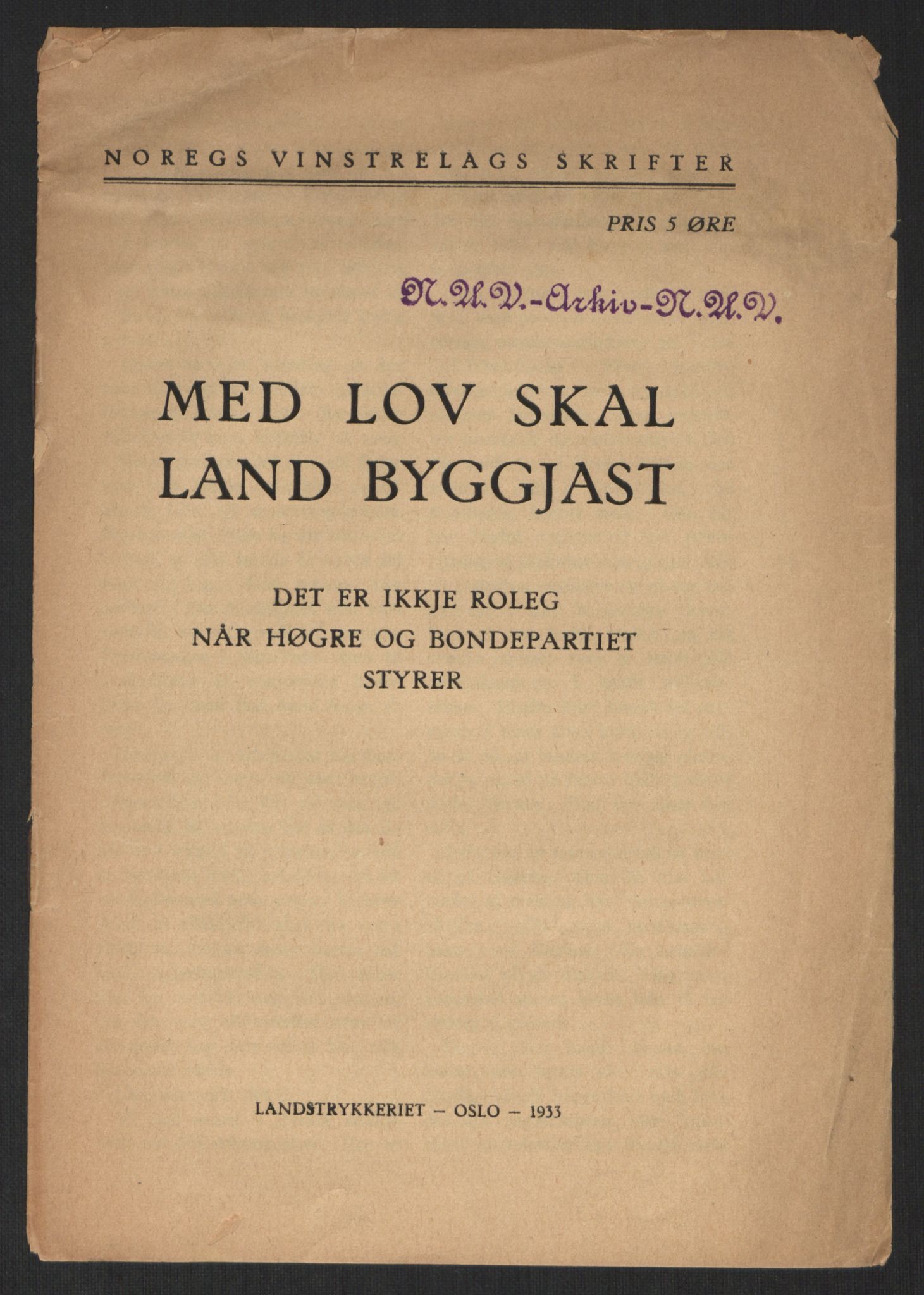 Venstres Hovedorganisasjon, RA/PA-0876/X/L0001: De eldste skrifter, 1860-1936, p. 1060