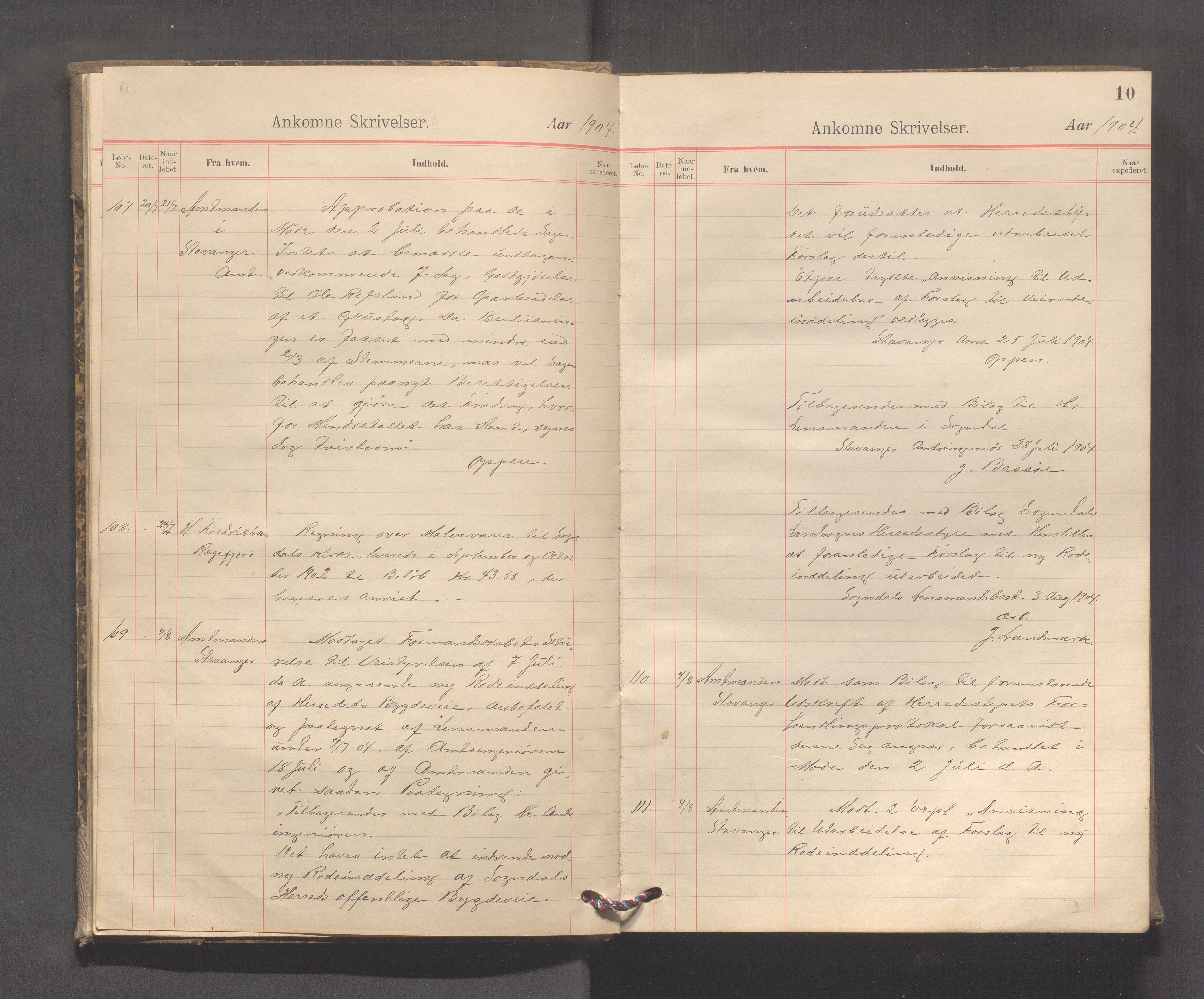 Sokndal kommune - Formannskapet/Sentraladministrasjonen, IKAR/K-101099/C/Ca/L0003: Journal, 1904-1912, p. 10