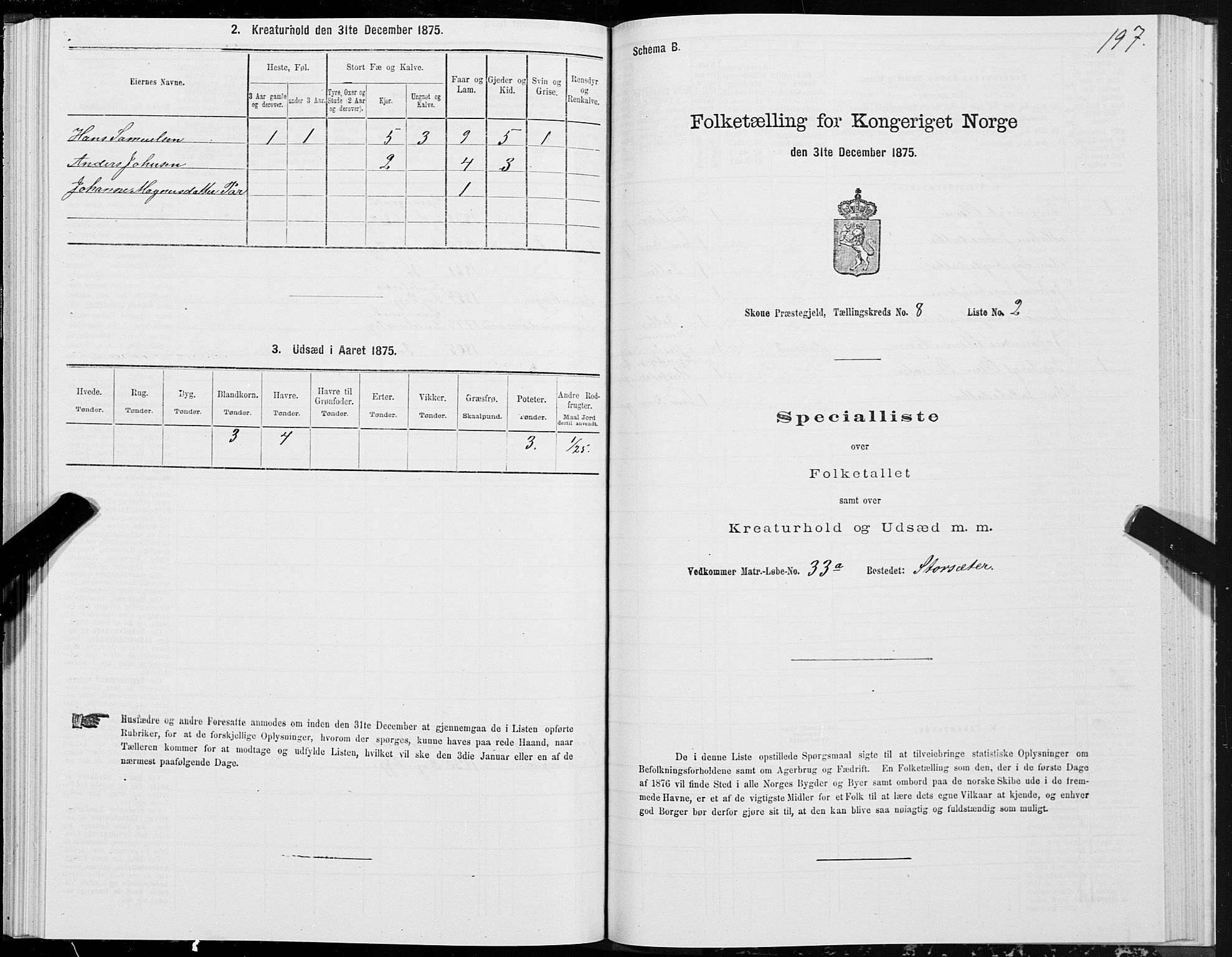 SAT, 1875 census for 1529P Skodje, 1875, p. 2197