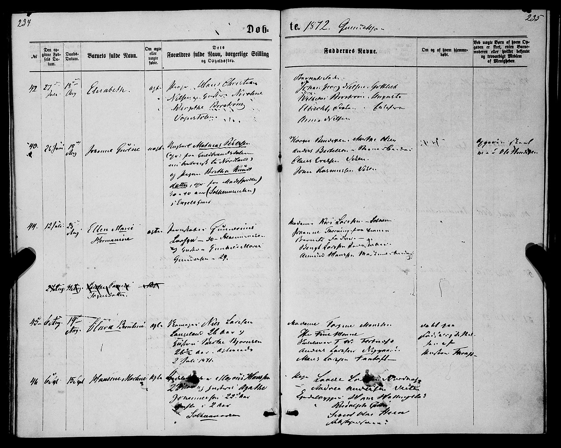 St. Jørgens hospital og Årstad sokneprestembete, AV/SAB-A-99934: Parish register (official) no. A 6, 1870-1878, p. 234-235