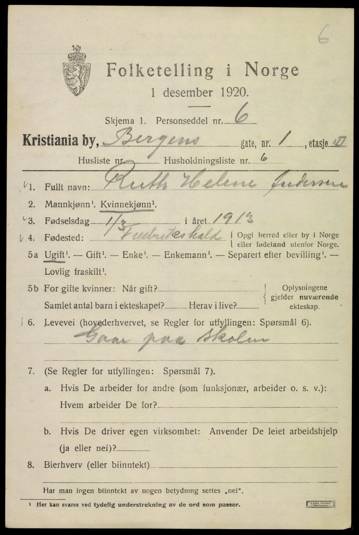 SAO, 1920 census for Kristiania, 1920, p. 152081
