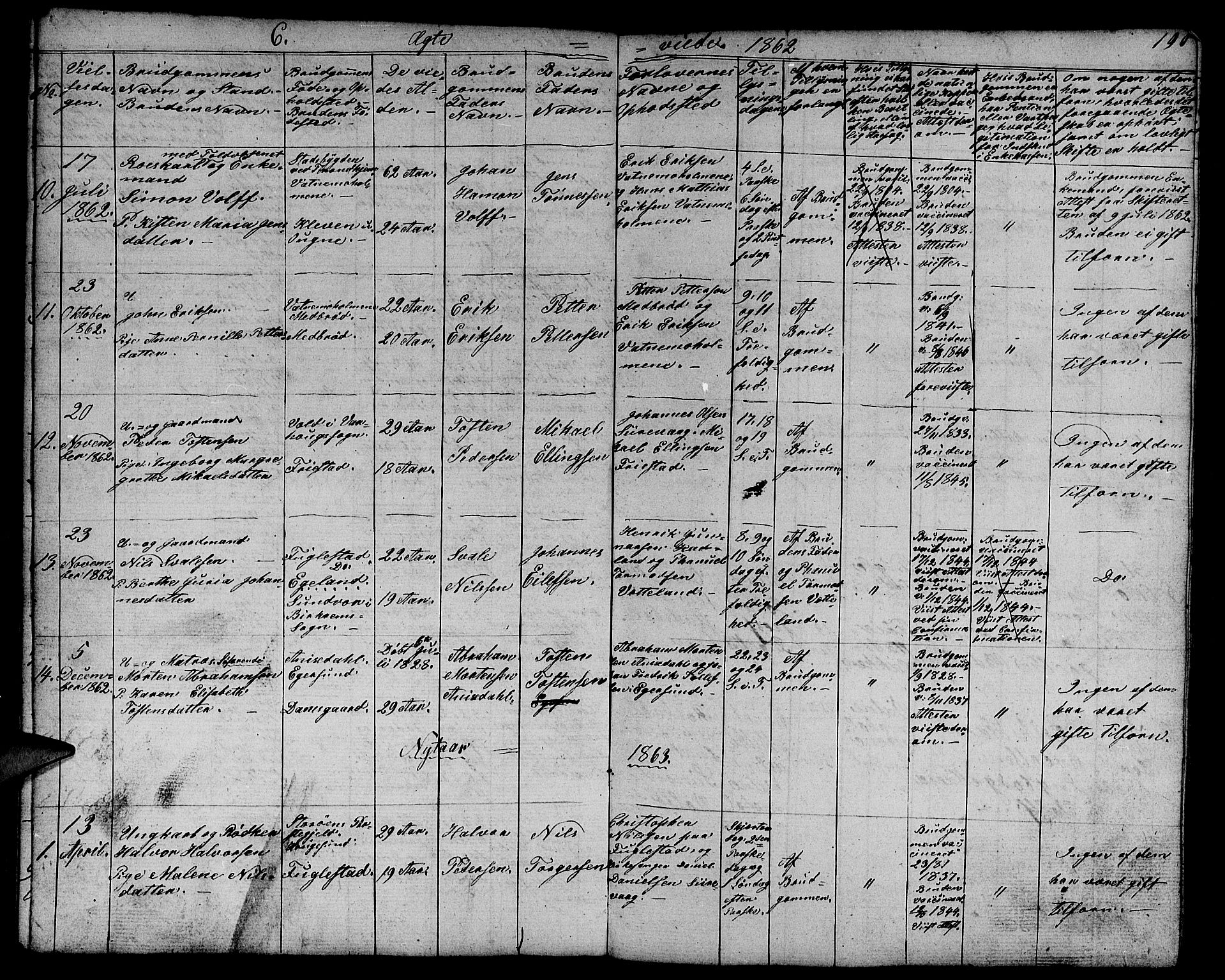 Eigersund sokneprestkontor, SAST/A-101807/S09/L0003: Parish register (copy) no. B 3, 1846-1875, p. 190