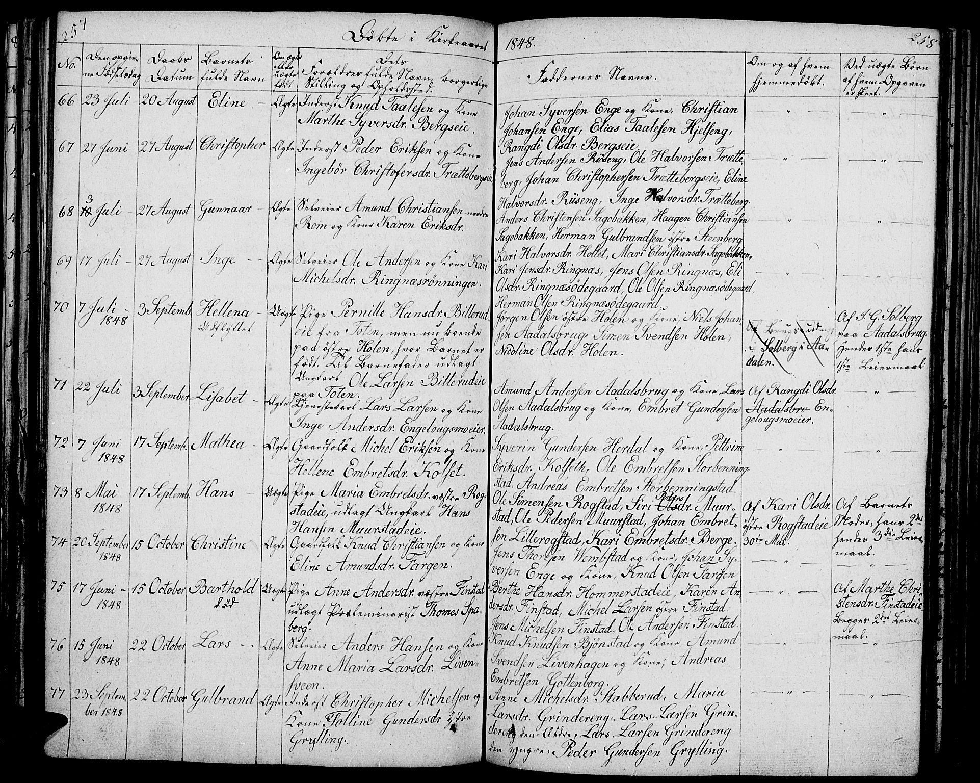 Løten prestekontor, AV/SAH-PREST-022/L/La/L0002: Parish register (copy) no. 2, 1832-1850, p. 257-258