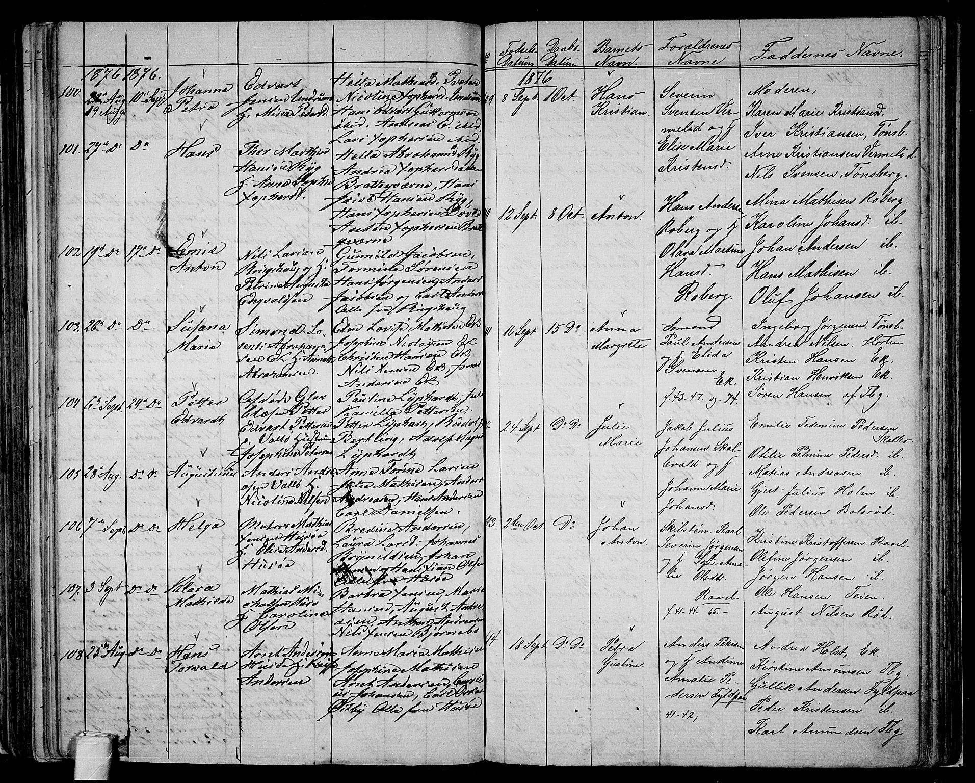 Sem kirkebøker, AV/SAKO-A-5/G/Ga/L0004: Parish register (copy) no. I 4, 1855-1877