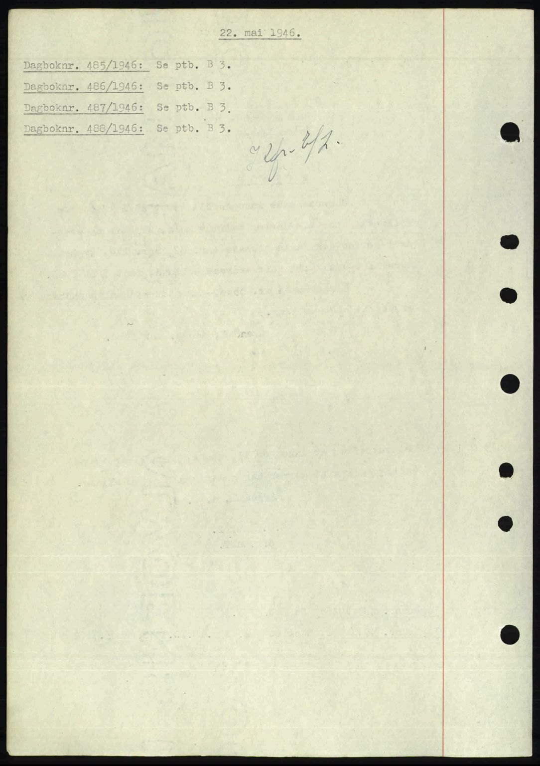 Nedenes sorenskriveri, SAK/1221-0006/G/Gb/Gba/L0054: Mortgage book no. A6c, 1946-1946, Diary no: : 485/1946