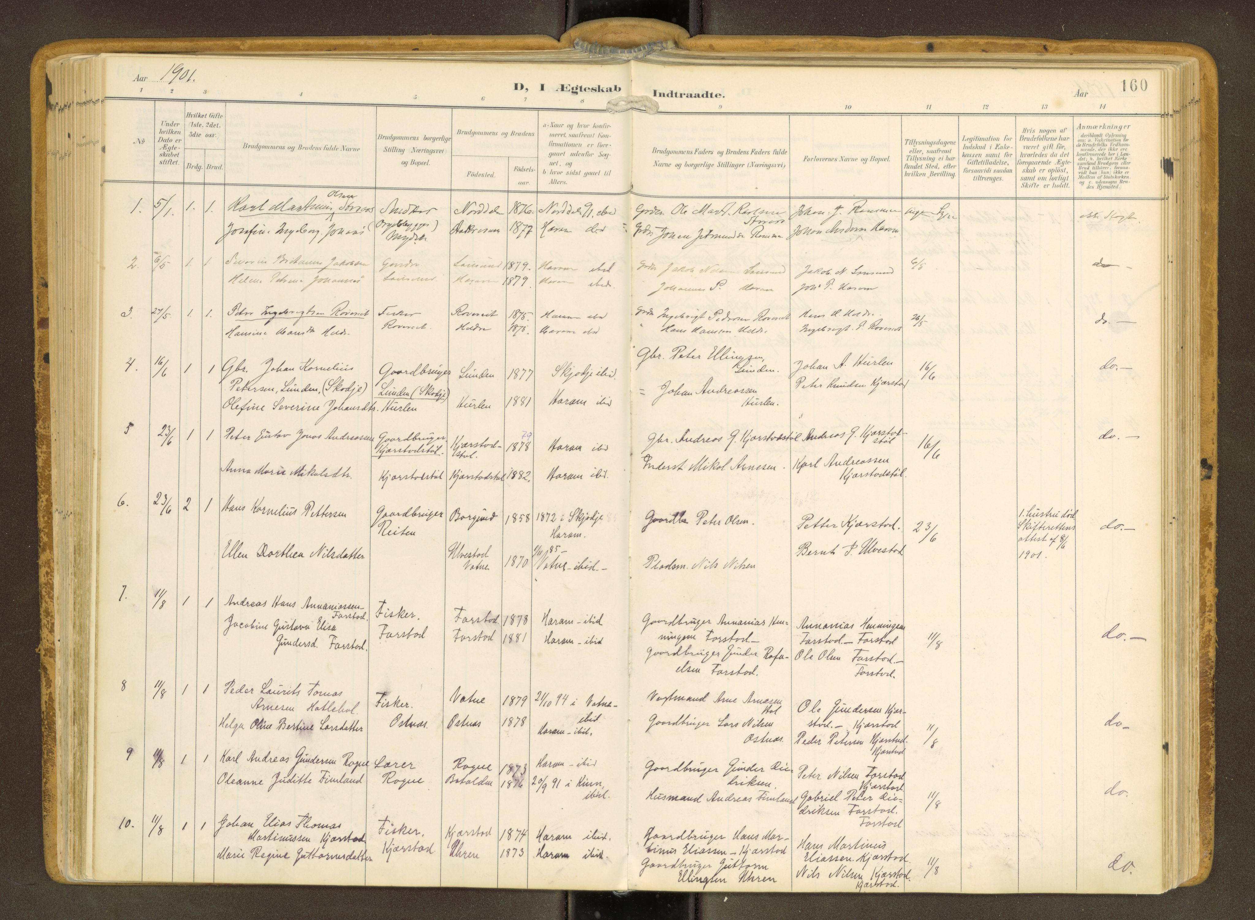 Ministerialprotokoller, klokkerbøker og fødselsregistre - Møre og Romsdal, SAT/A-1454/536/L0517: Parish register (official) no. 536A--, 1897-1917, p. 160