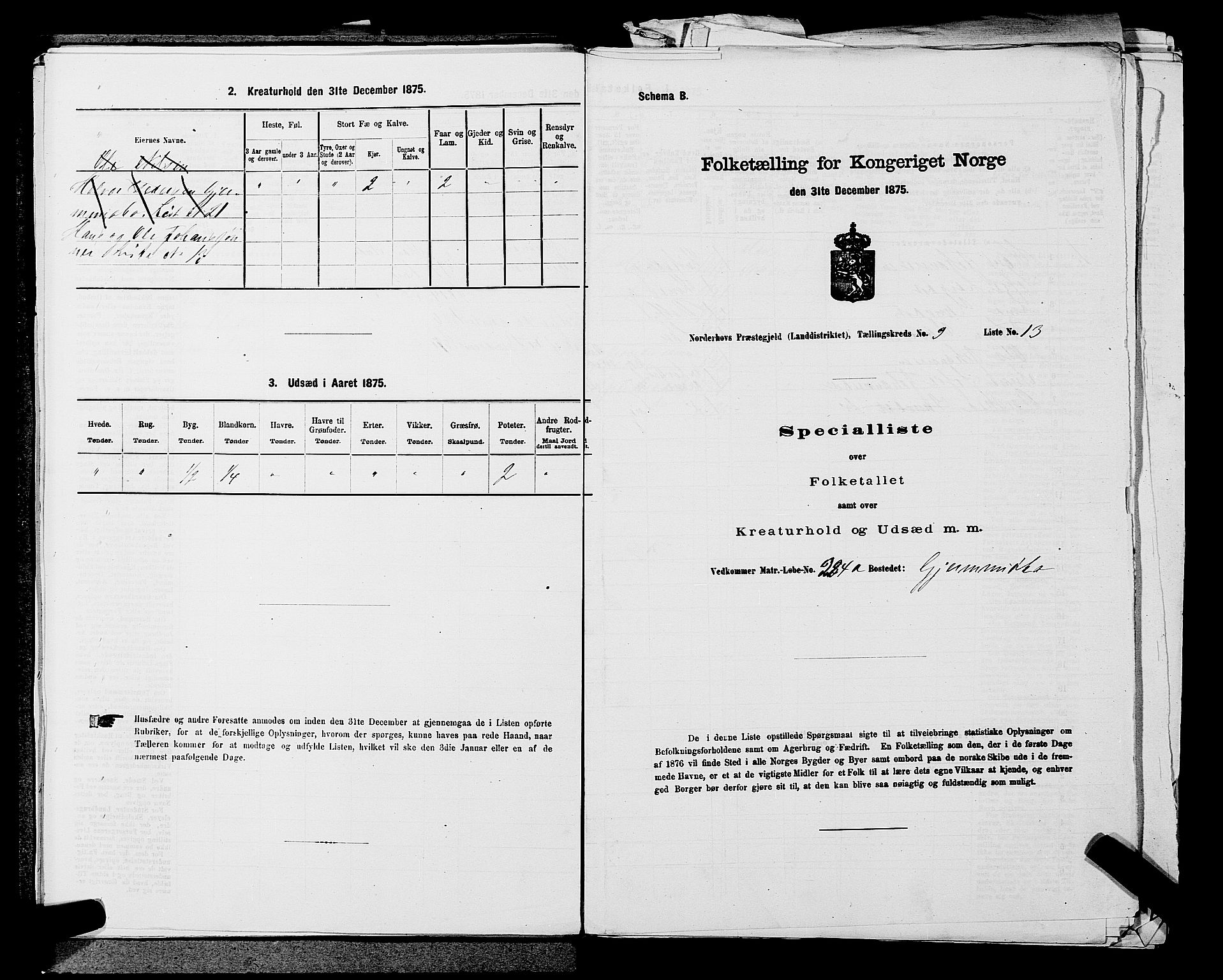 SAKO, 1875 census for 0613L Norderhov/Norderhov, Haug og Lunder, 1875, p. 1843
