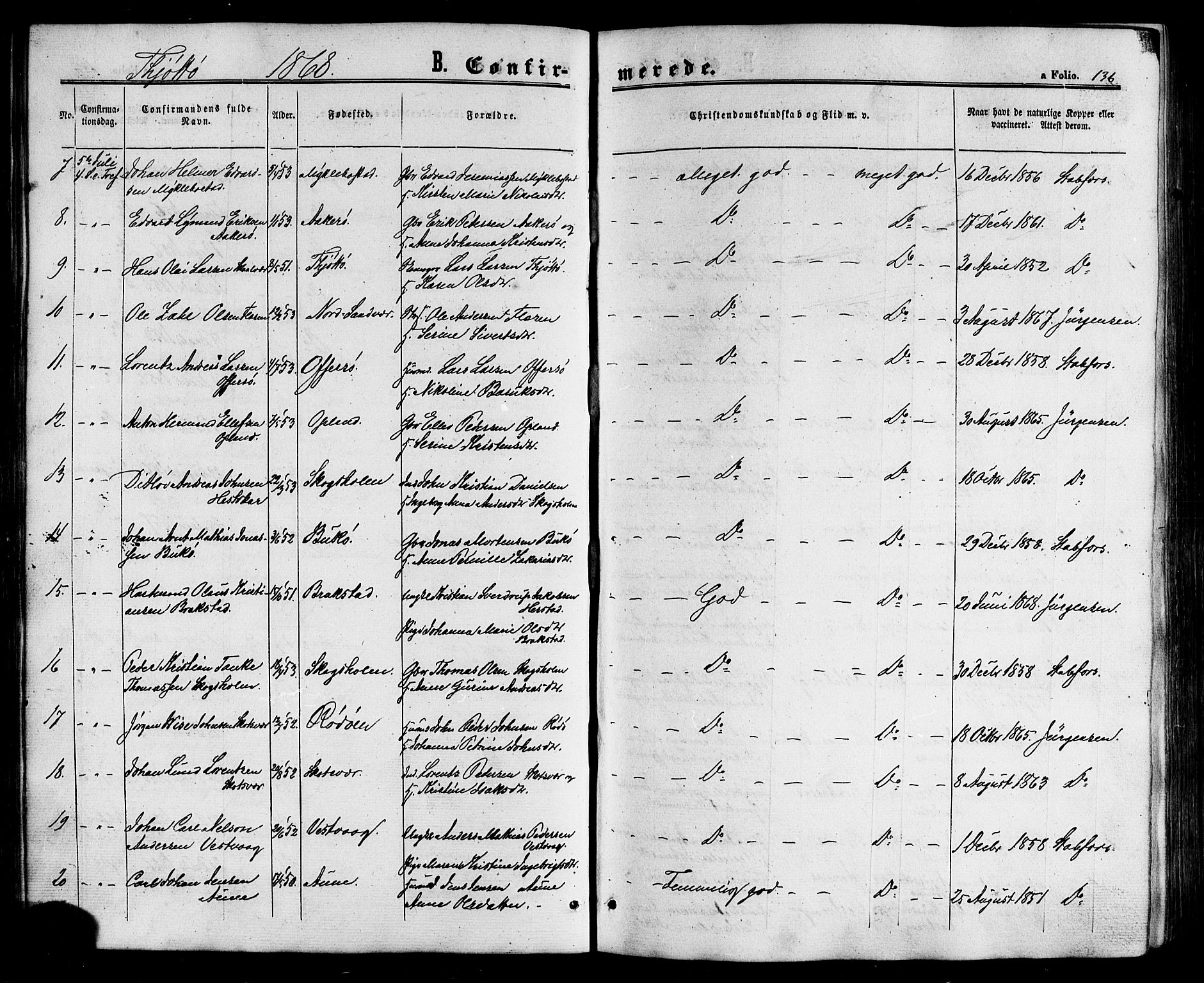 Ministerialprotokoller, klokkerbøker og fødselsregistre - Nordland, AV/SAT-A-1459/817/L0262: Parish register (official) no. 817A03/ 1, 1862-1877, p. 136