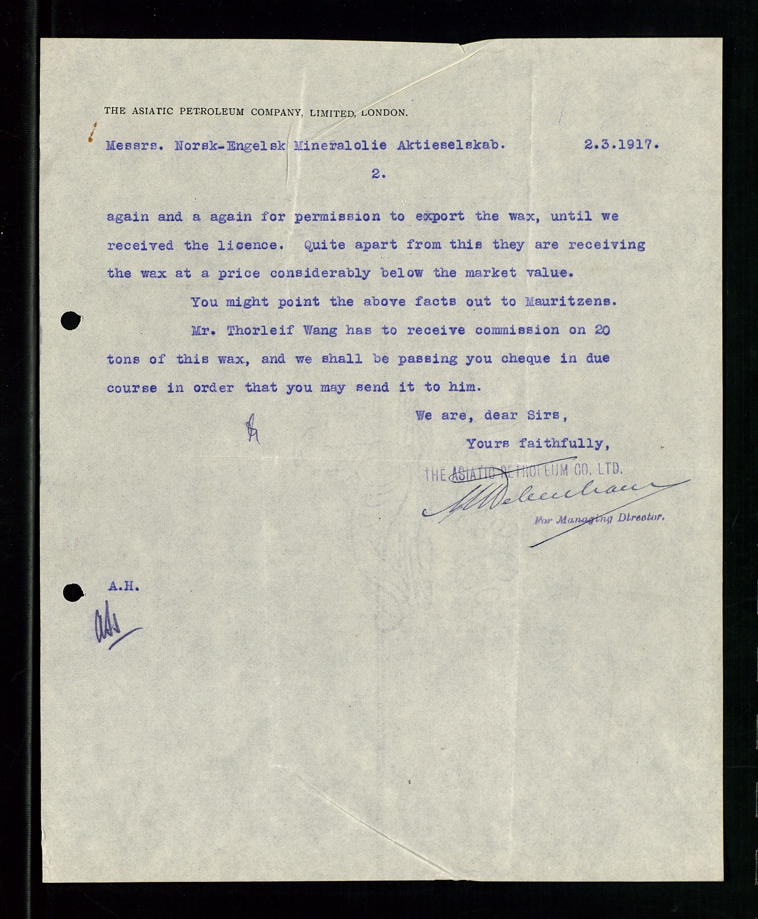 Pa 1521 - A/S Norske Shell, AV/SAST-A-101915/E/Ea/Eaa/L0001: Sjefskorrespondanse, 1917, p. 620