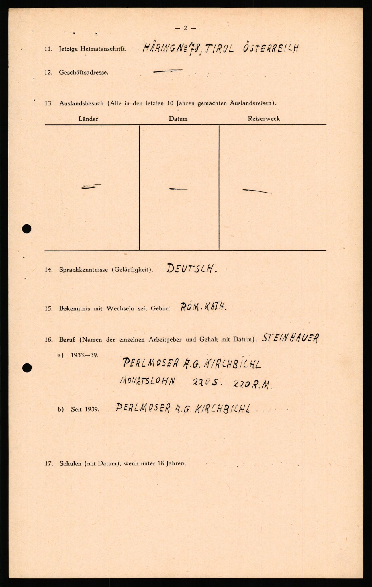 Forsvaret, Forsvarets overkommando II, AV/RA-RAFA-3915/D/Db/L0039: CI Questionaires. Tyske okkupasjonsstyrker i Norge. Østerrikere., 1945-1946, p. 446
