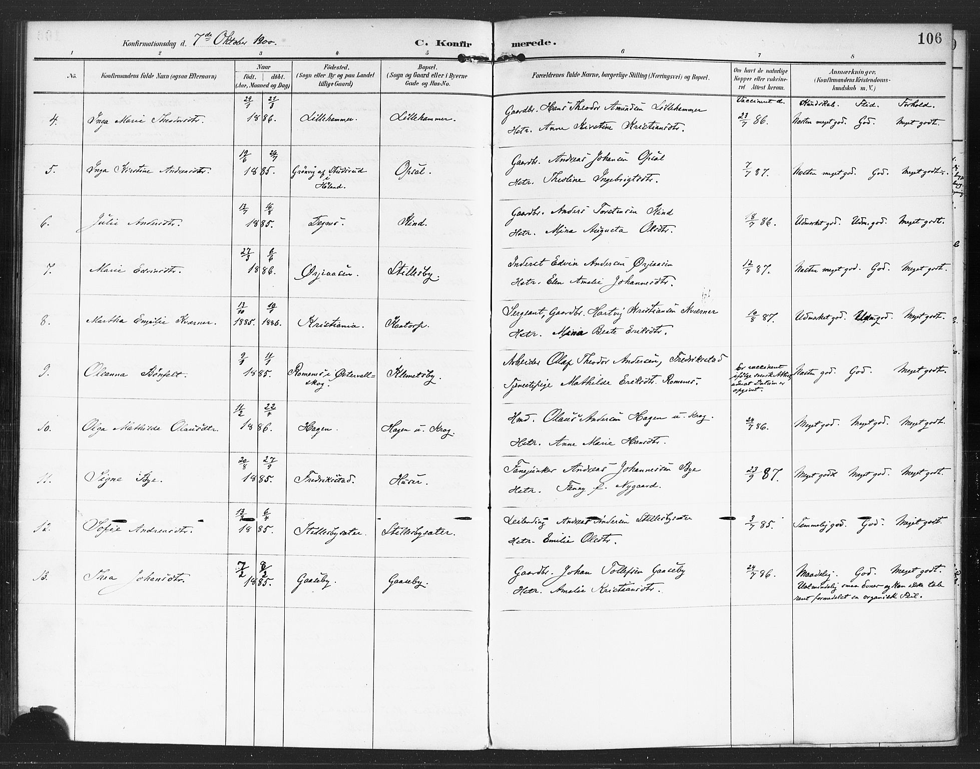 Rødenes prestekontor Kirkebøker, AV/SAO-A-2005/F/Fa/L0010: Parish register (official) no. I 10, 1890-1900, p. 106