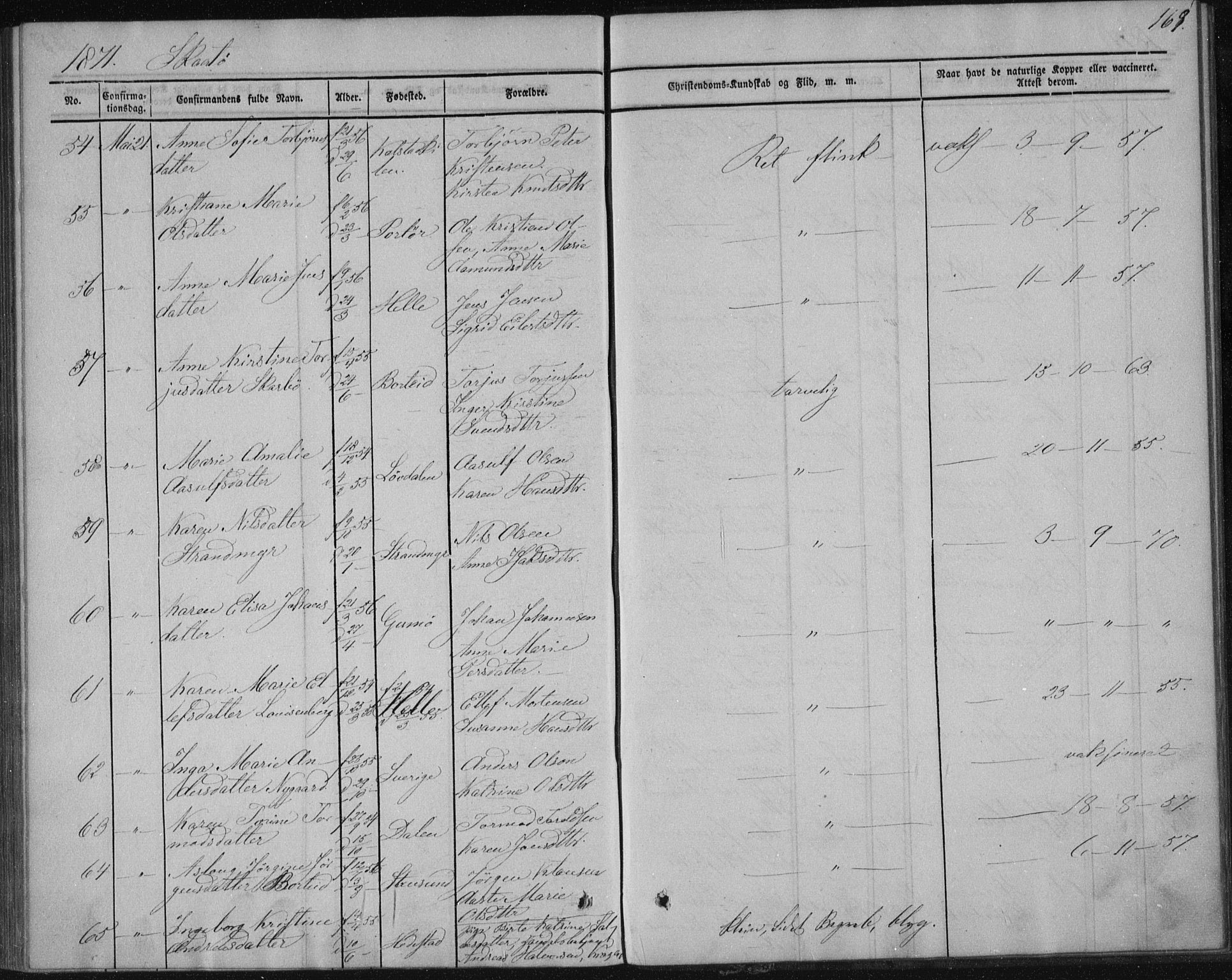 Sannidal kirkebøker, AV/SAKO-A-296/F/Fa/L0009: Parish register (official) no. 9, 1855-1873, p. 169