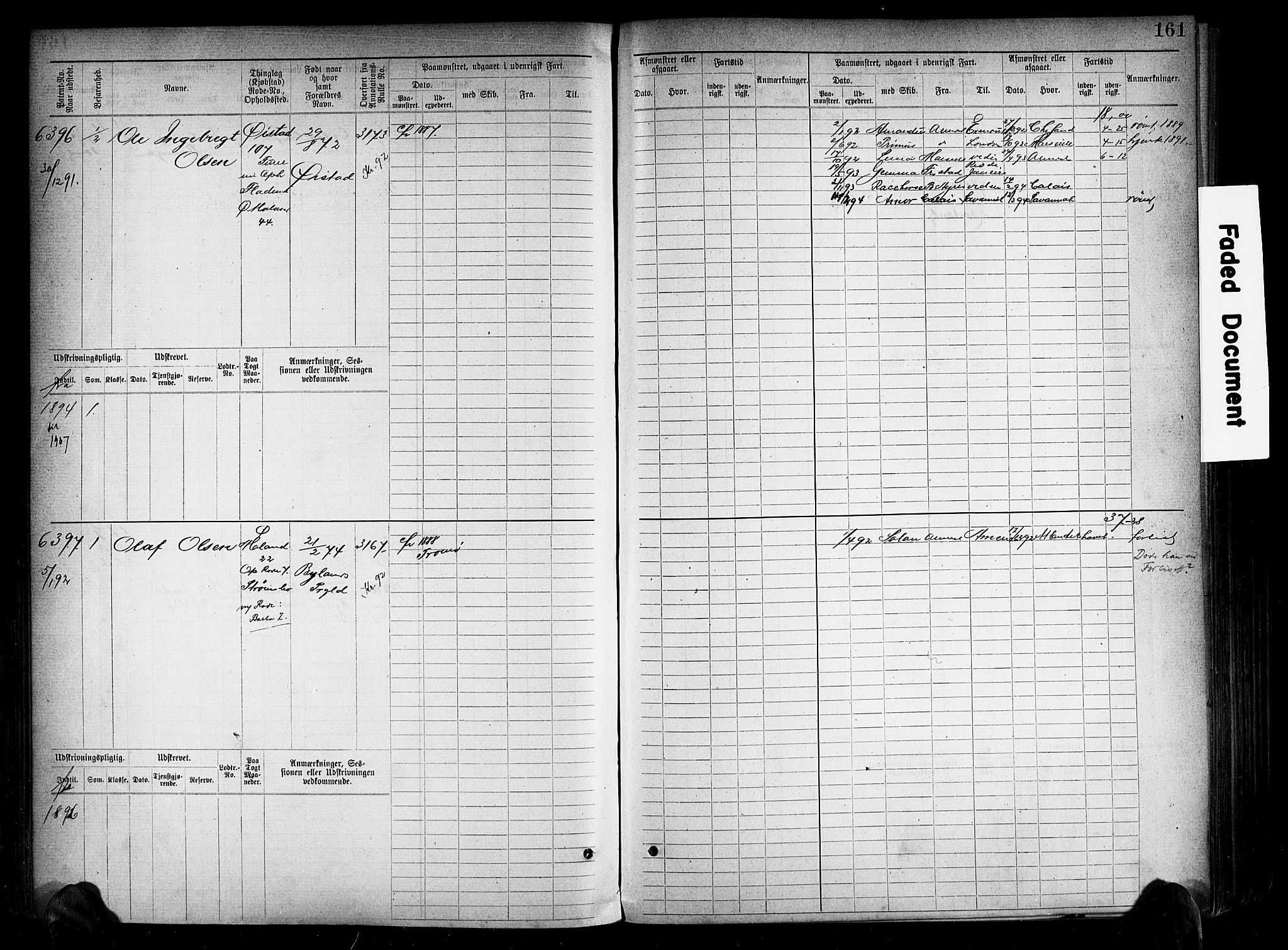 Arendal mønstringskrets, SAK/2031-0012/F/Fb/L0018: Hovedrulle A nr 6077-6849, S-16, 1892-1894, p. 161