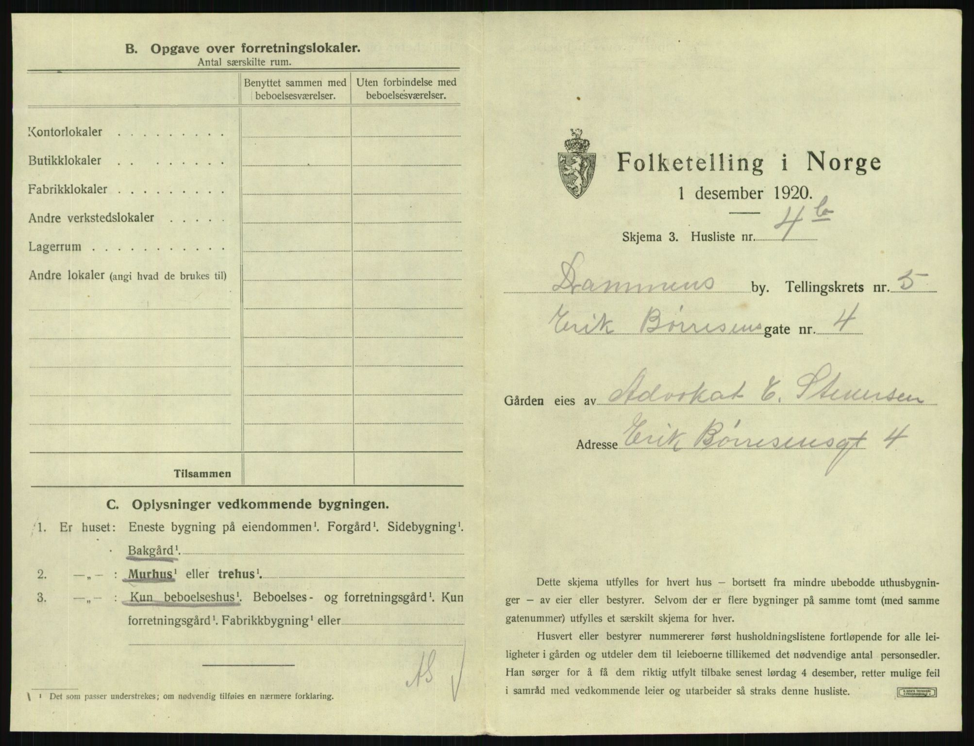 SAKO, 1920 census for Drammen, 1920, p. 2096