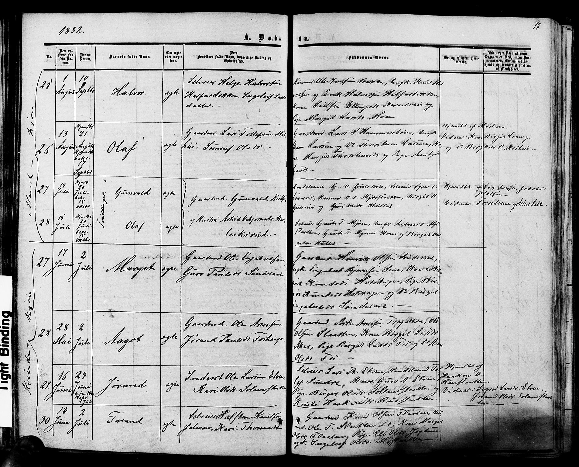 Hol kirkebøker, SAKO/A-227/F/Fa/L0002: Parish register (official) no. I 2, 1870-1886, p. 77