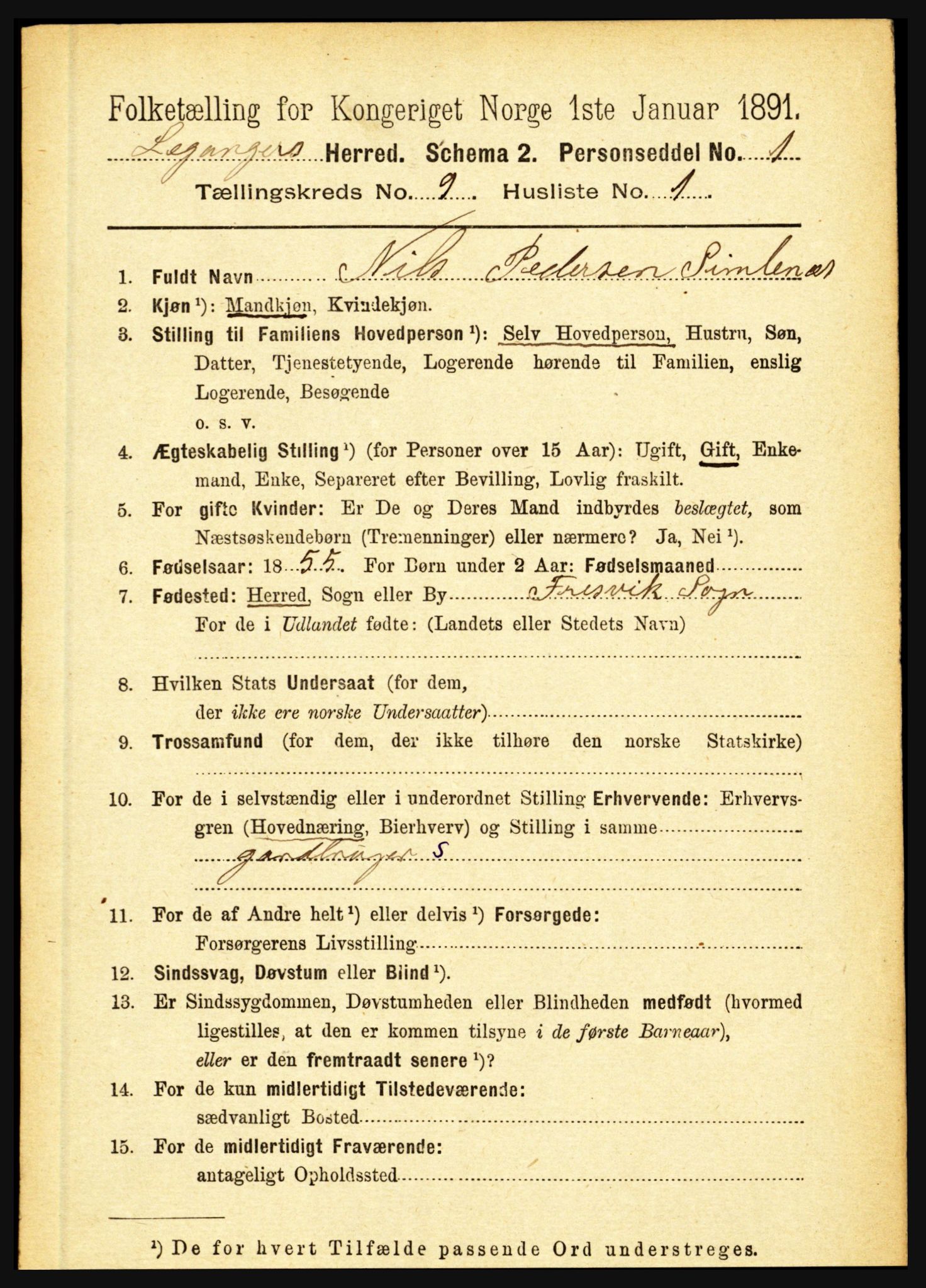 RA, 1891 census for 1419 Leikanger, 1891, p. 1753