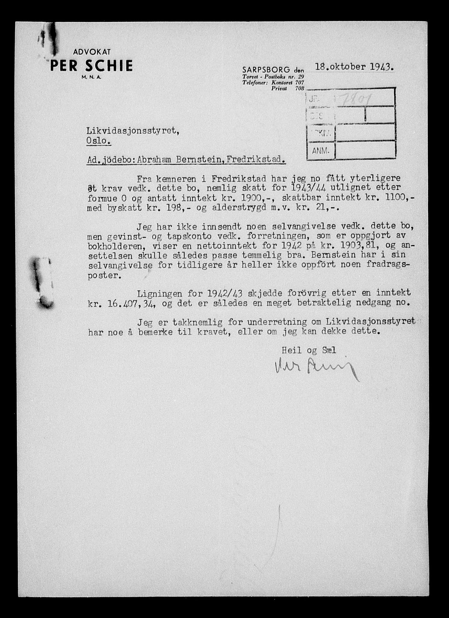 Justisdepartementet, Tilbakeføringskontoret for inndratte formuer, AV/RA-S-1564/H/Hc/Hcd/L0991: --, 1945-1947, p. 239