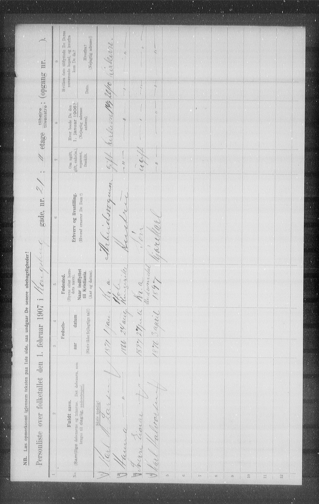 OBA, Municipal Census 1907 for Kristiania, 1907, p. 26992