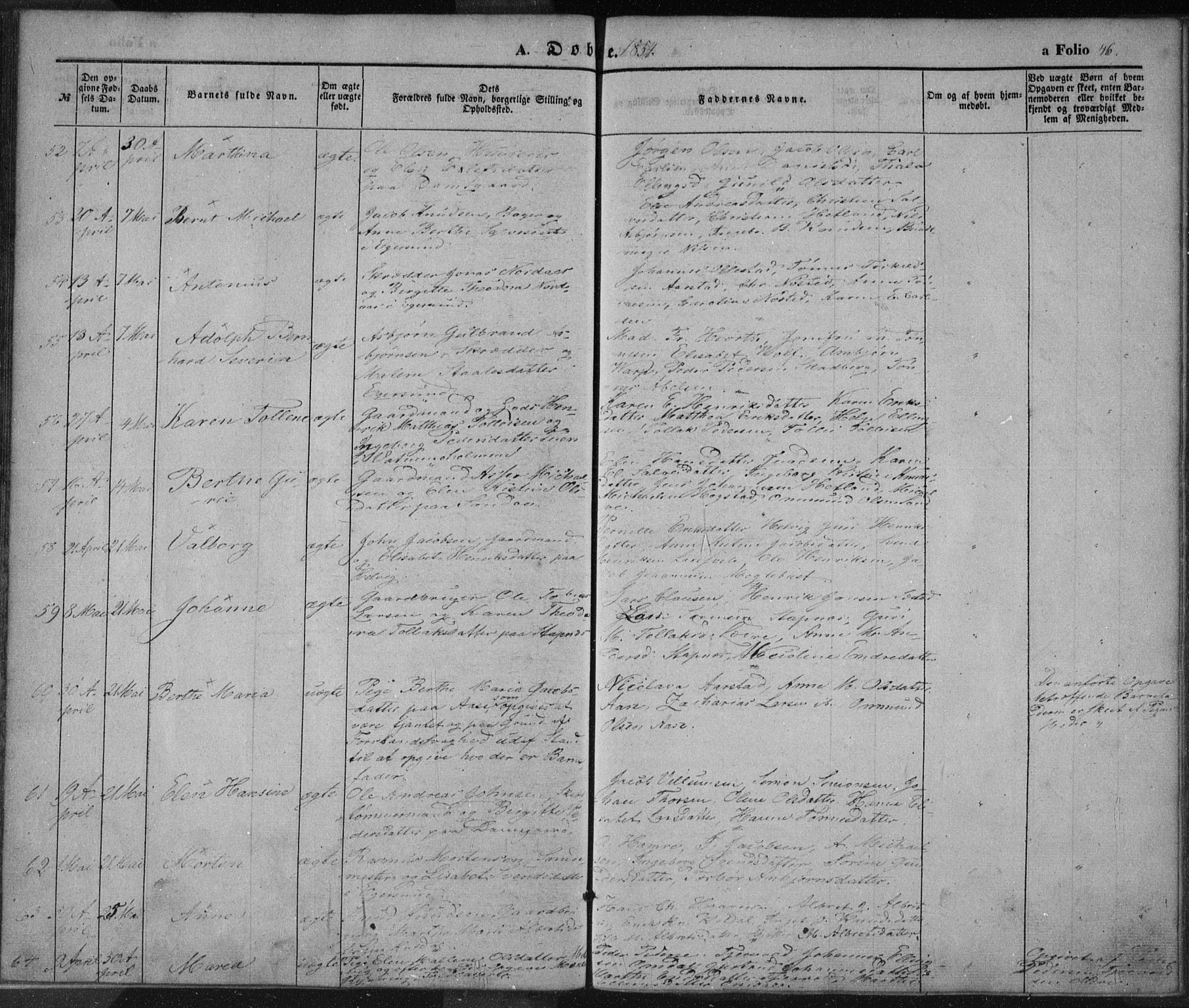 Eigersund sokneprestkontor, SAST/A-101807/S08/L0012: Parish register (official) no. A 12.1, 1850-1865, p. 46
