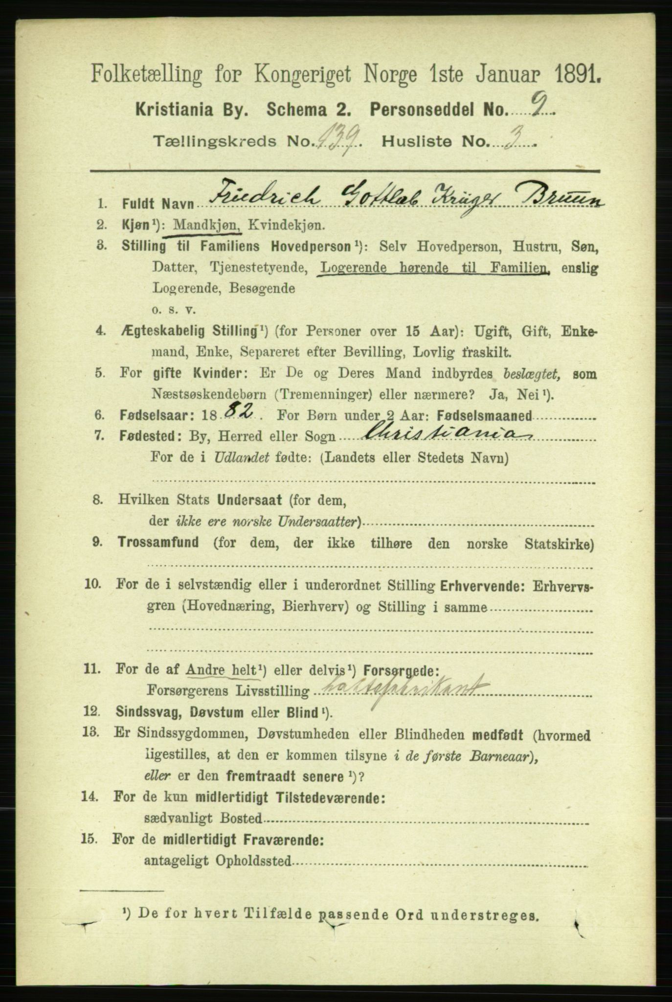 RA, 1891 census for 0301 Kristiania, 1891, p. 77132