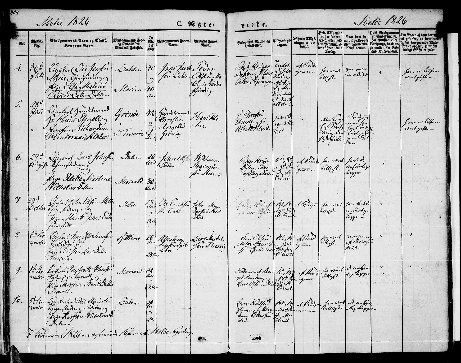 Ministerialprotokoller, klokkerbøker og fødselsregistre - Nordland, AV/SAT-A-1459/841/L0600: Parish register (official) no. 841A07 /2, 1824-1843, p. 404