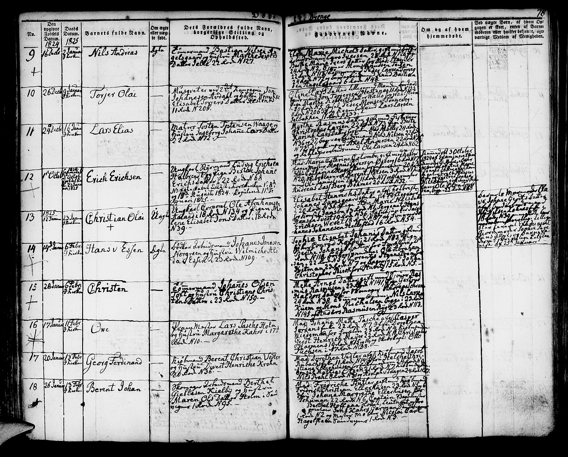 Korskirken sokneprestembete, AV/SAB-A-76101/H/Hab: Parish register (copy) no. A 3, 1821-1831, p. 78