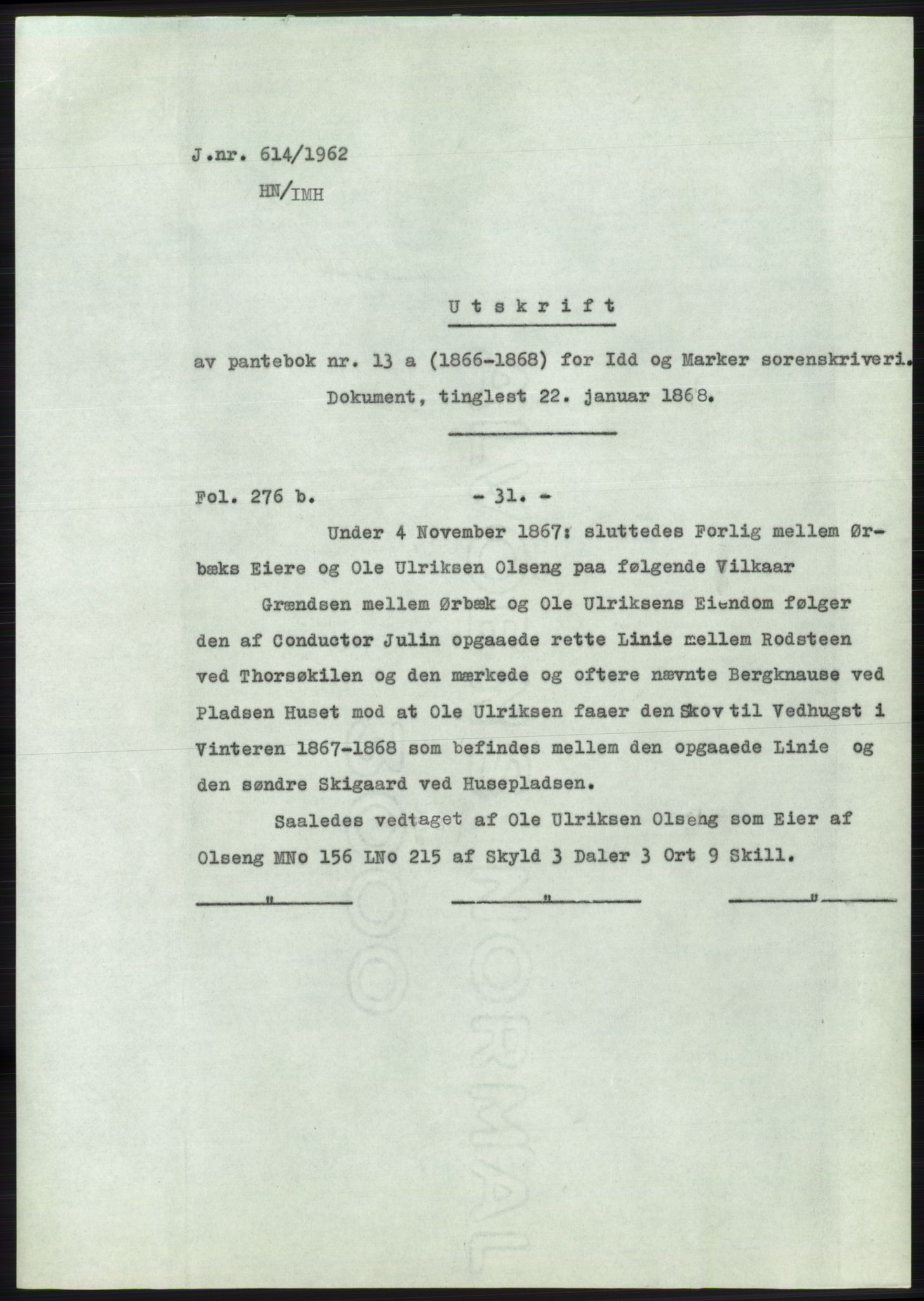 Statsarkivet i Oslo, AV/SAO-A-10621/Z/Zd/L0015: Avskrifter, j.nr 2-699/1962, 1962, p. 295