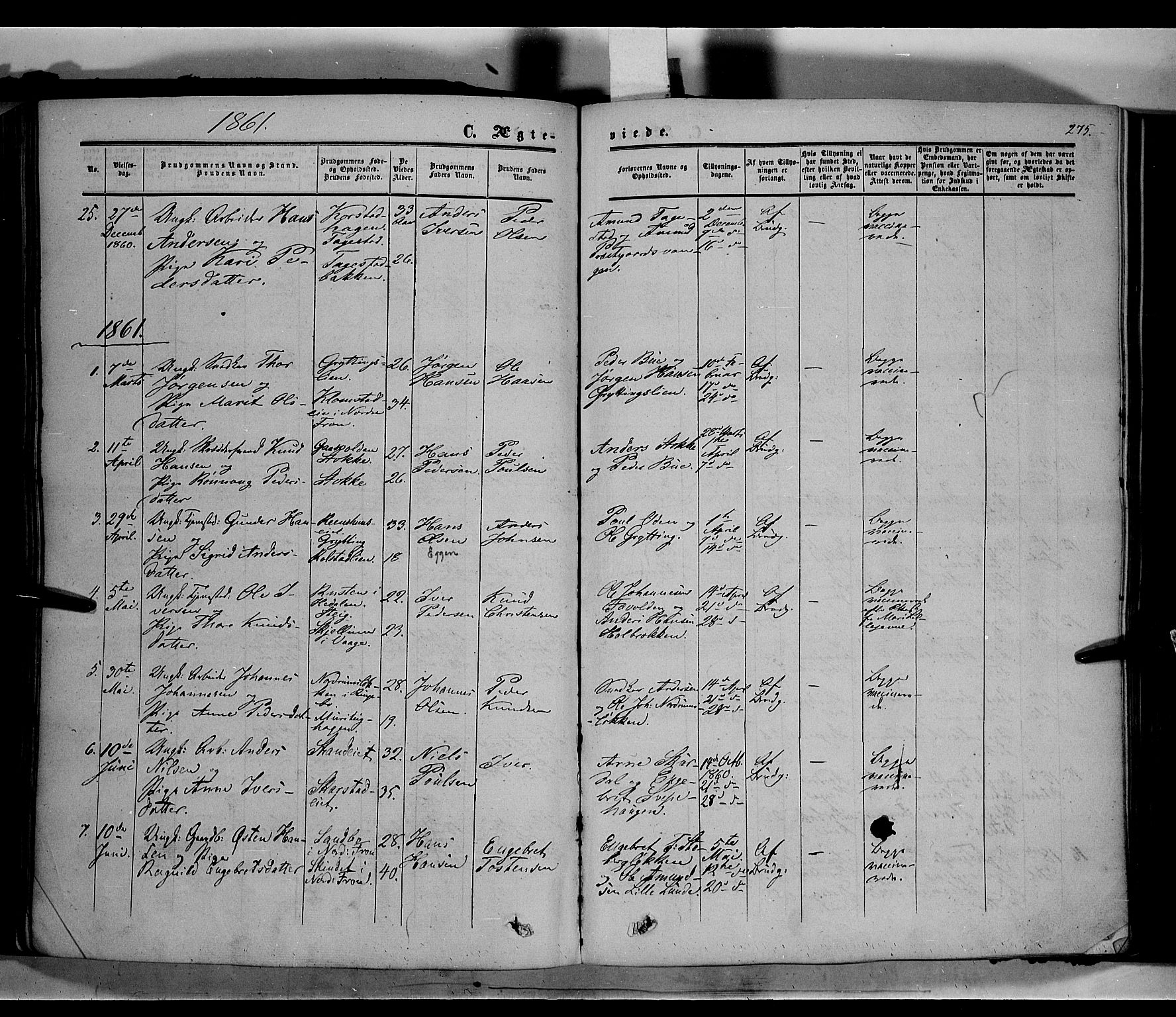 Sør-Fron prestekontor, SAH/PREST-010/H/Ha/Haa/L0001: Parish register (official) no. 1, 1849-1863, p. 275