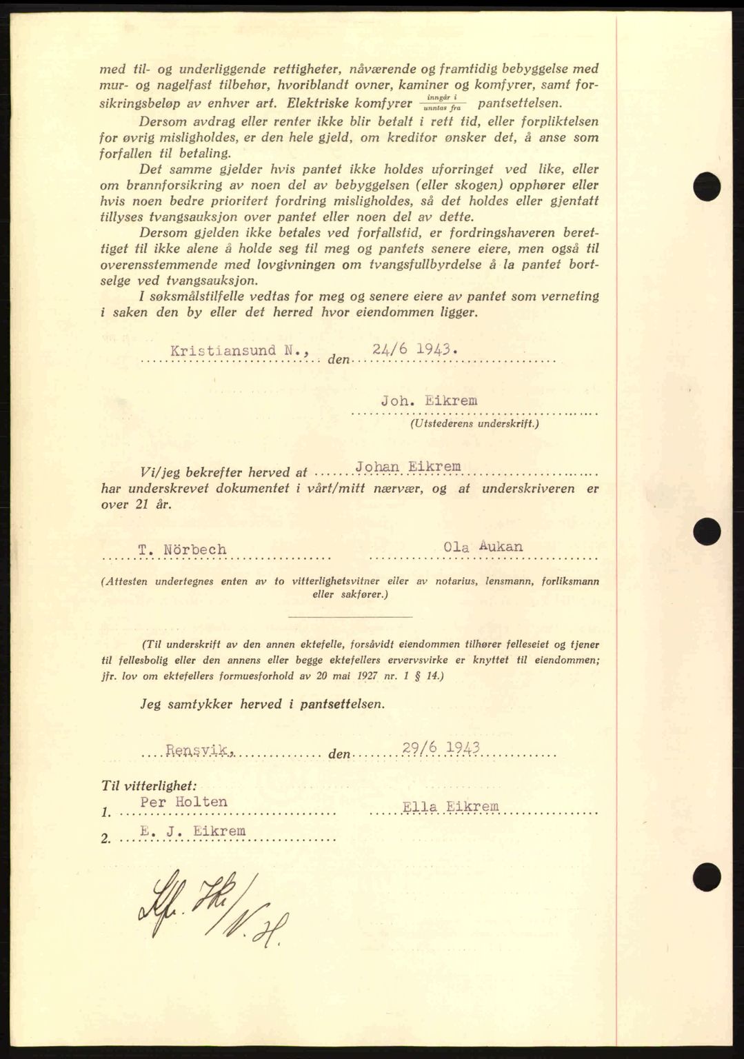 Nordmøre sorenskriveri, AV/SAT-A-4132/1/2/2Ca: Mortgage book no. B90, 1942-1943, Diary no: : 1542/1943