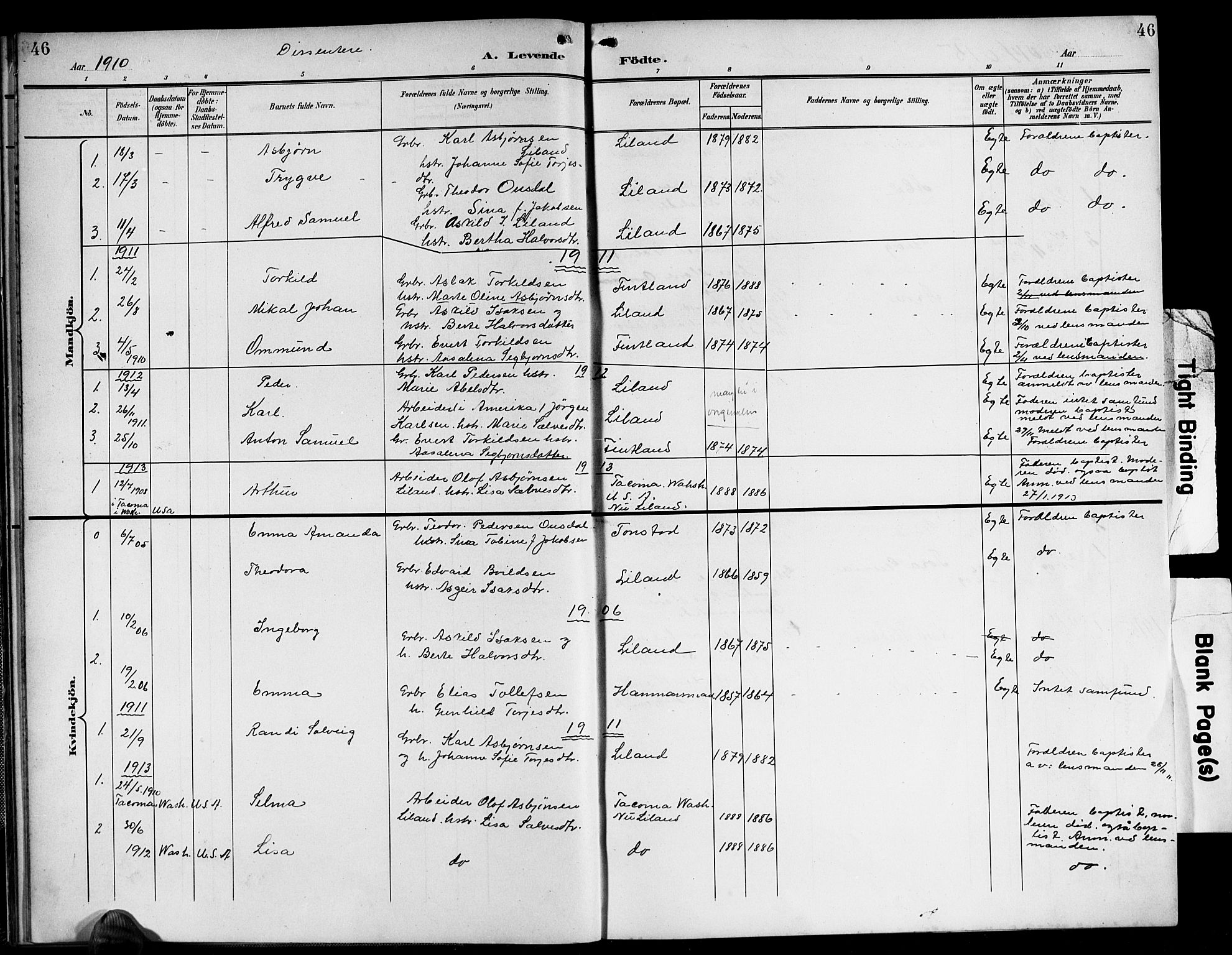 Sirdal sokneprestkontor, AV/SAK-1111-0036/F/Fb/Fbb/L0004: Parish register (copy) no. B 4, 1895-1916, p. 46