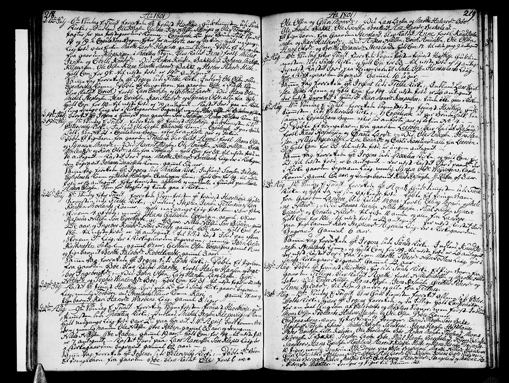 Sund sokneprestembete, AV/SAB-A-99930: Parish register (official) no. A 7, 1796-1815, p. 218-219